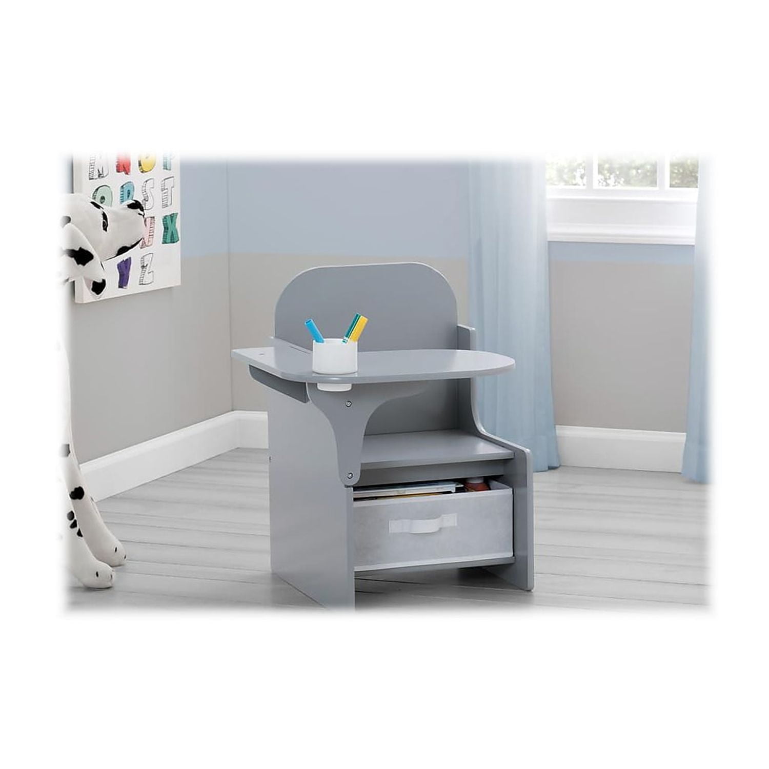 Delta Children Classic Chair Desk With Storage Bin, Grey - Image 5