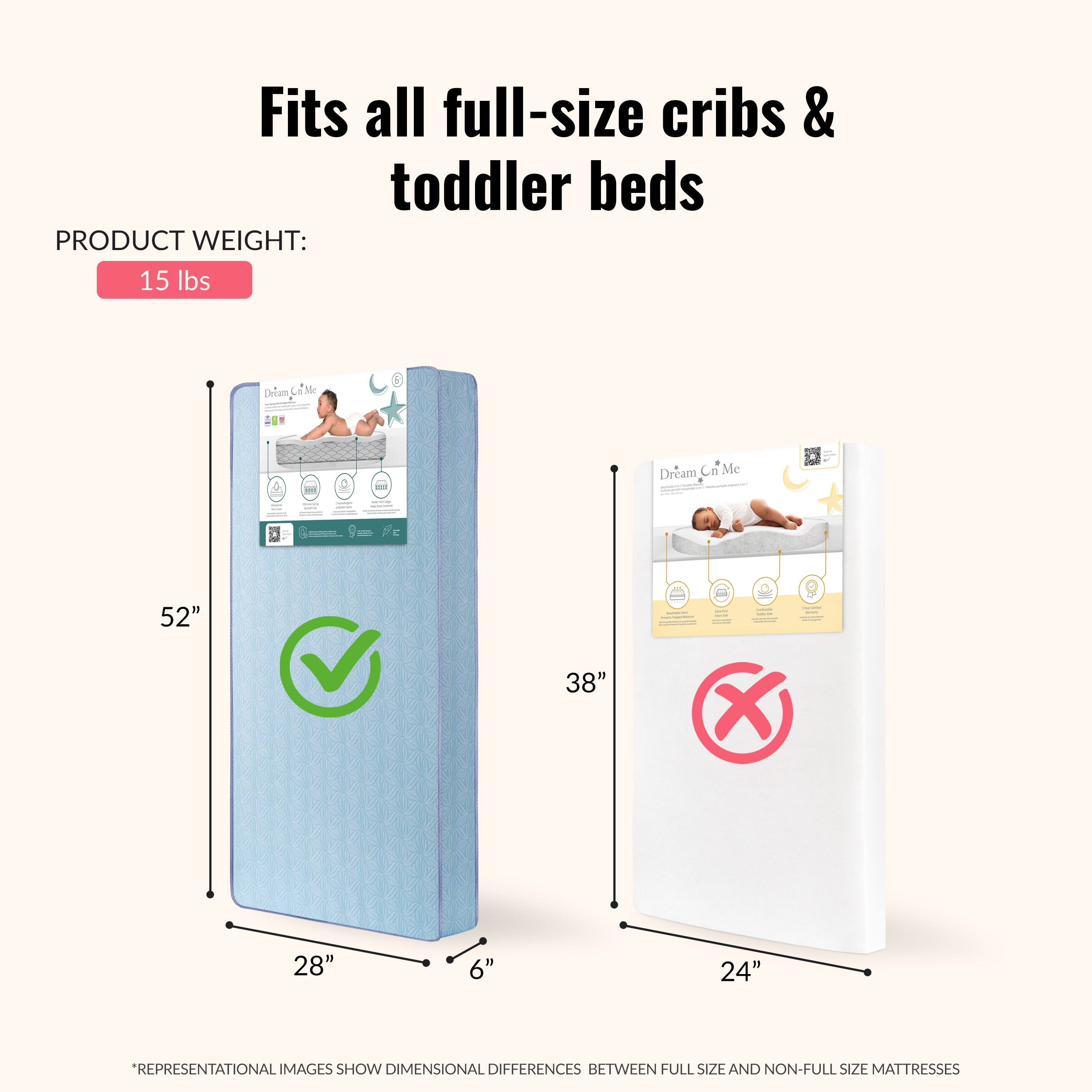 Dream on Me Moonlight 130 Coil Crib & Toddler Innerspring Mattress - Image 5