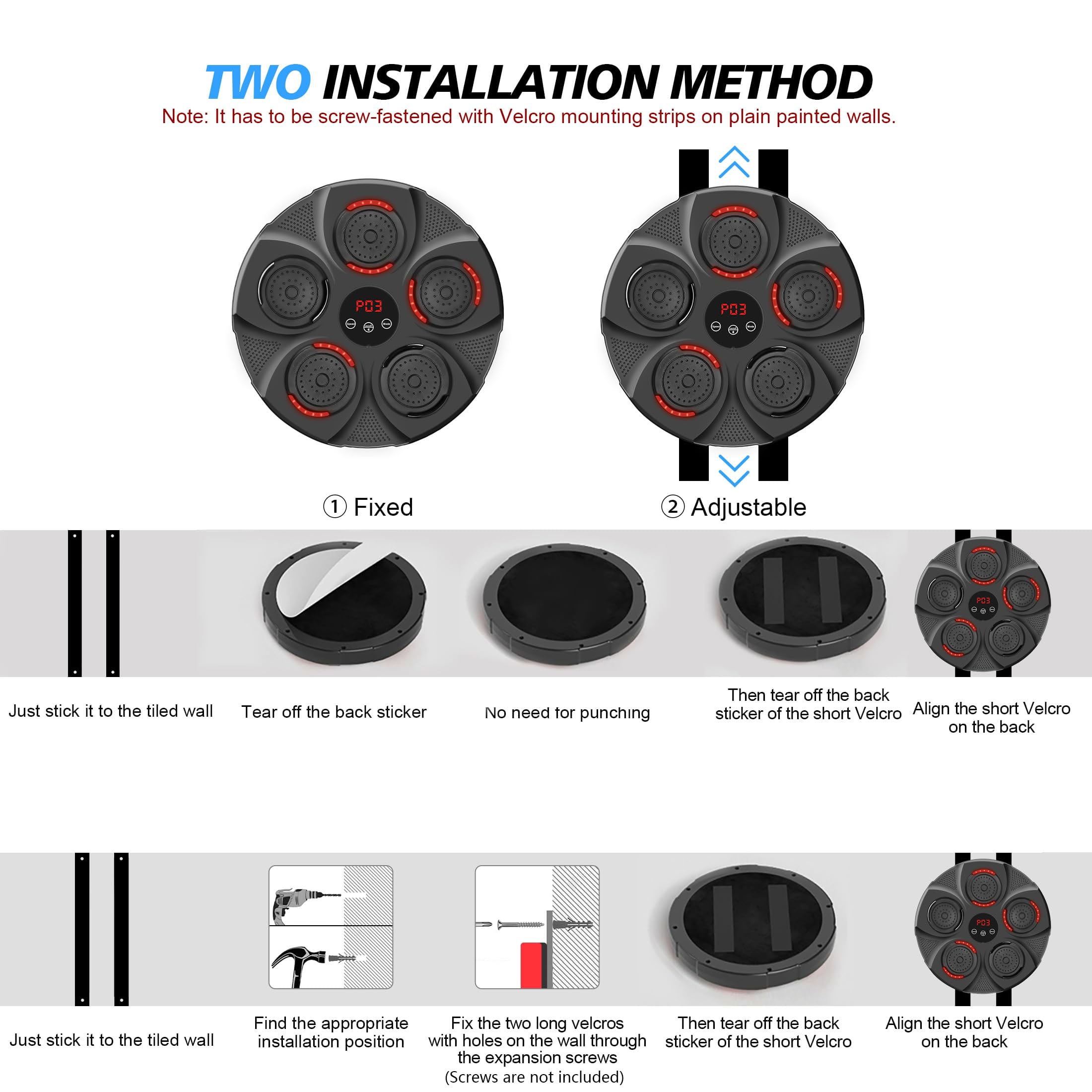 Music Boxing Machine with Boxing Gloves, Smart Bluetooth Boxing Equipment, Wall Mounted Target Training Punching Boxing Machine for Adults, Kids, Home, Indoor, Workout and Gym - Image 9