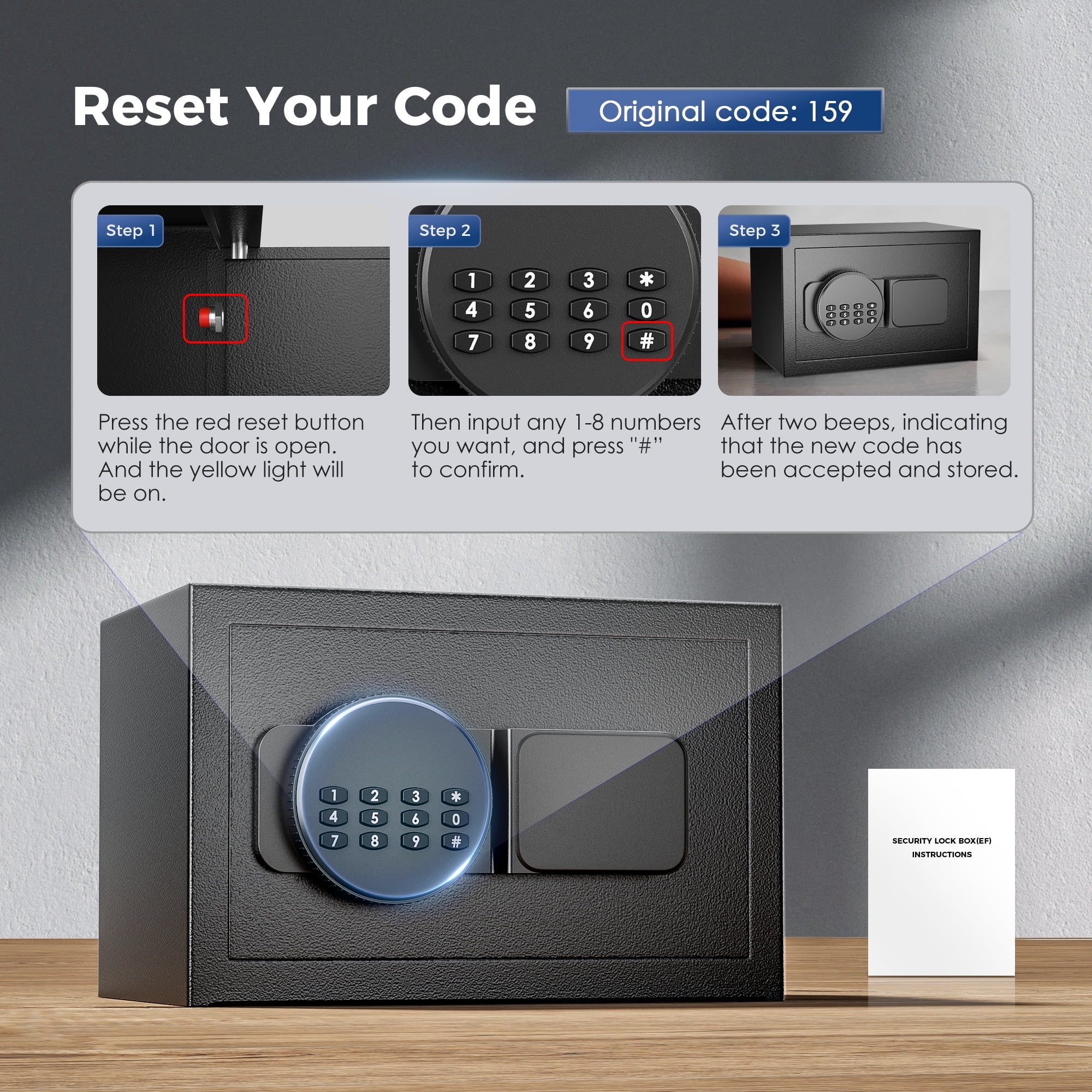 TELAM 0.65 Cu. ft Fireproof Safe with Digital Keypad Lock and Fireproof Bag, Small Safe Box LCD Screen Digital Cabinet Safes for Home Office Cash Jewelry File Black - Image 4