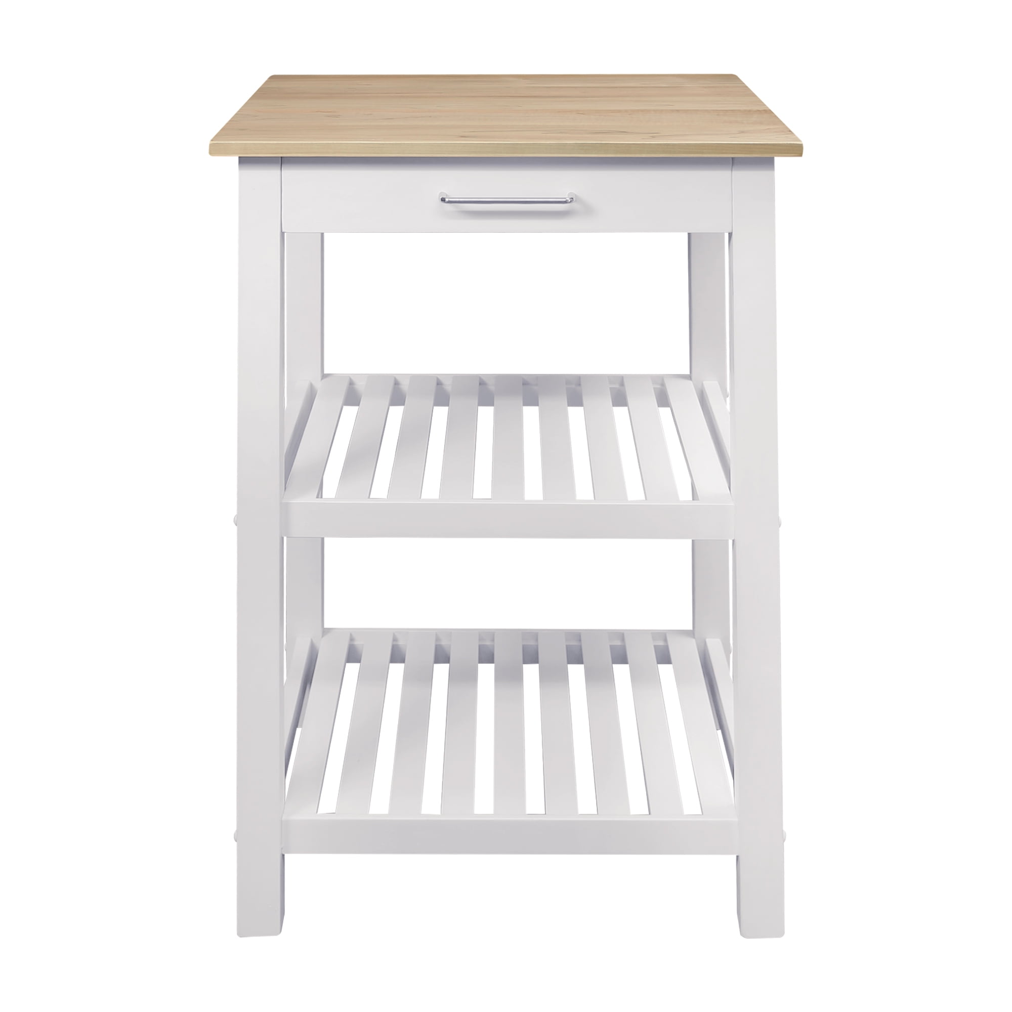 Casual Home Solid Wood 22.75"W Kitchen Island with Drawer, Two Shelves, and Towel Racks, American Maple Top, Two-Tone Finish (Natural White) - Image 6
