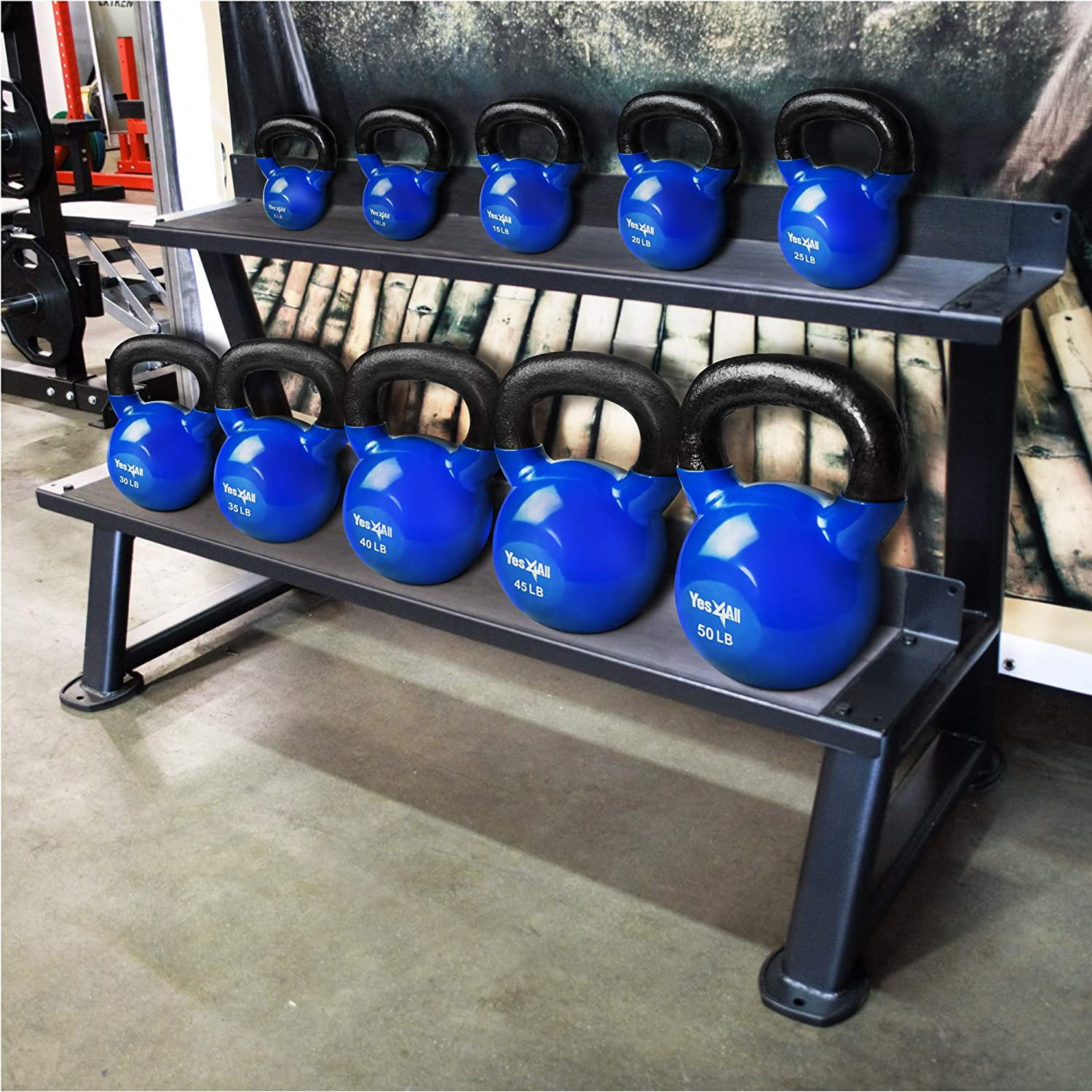 Yes4All 50lb Vinyl Coated / PVC Kettlebell, Blue, Single - Image 6