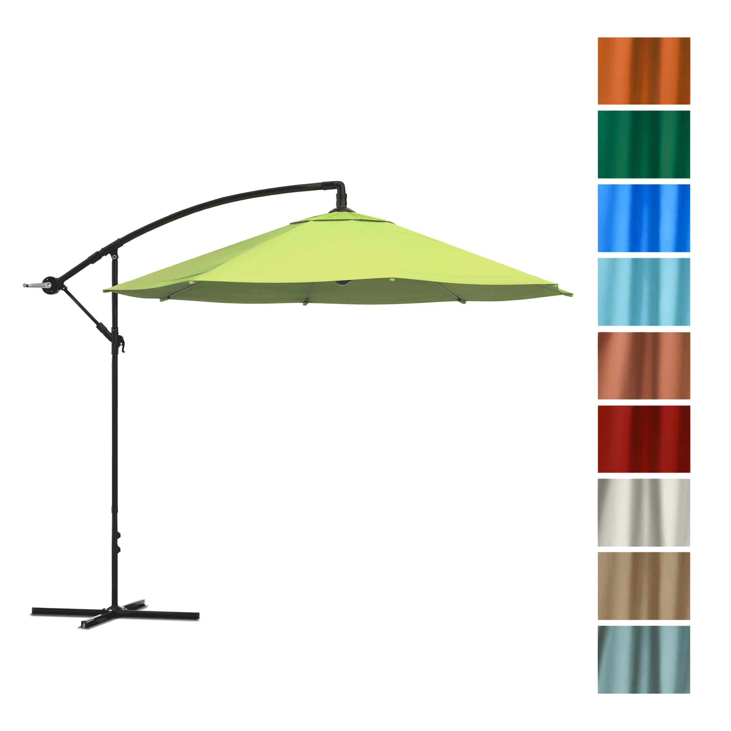 Pure Garden 10-Foot Offset Patio Umbrella with Crank and Base (Lime Green) - Image 5