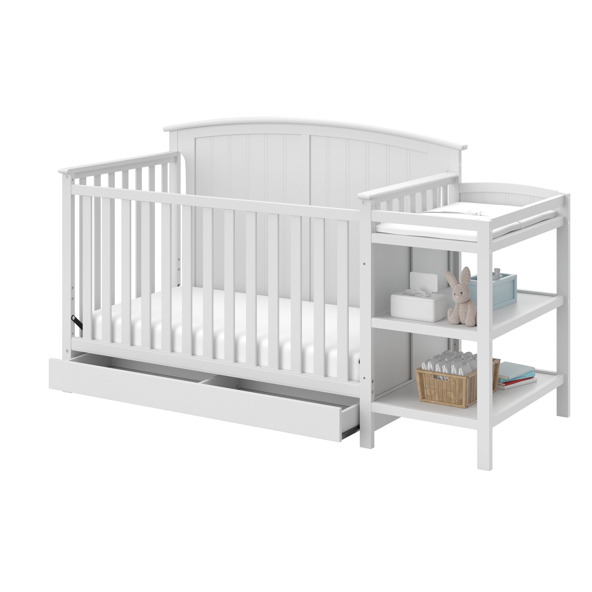 Storkcraft Steveston 5-in-1 Convertible Baby Crib & Changer, White - Image 6
