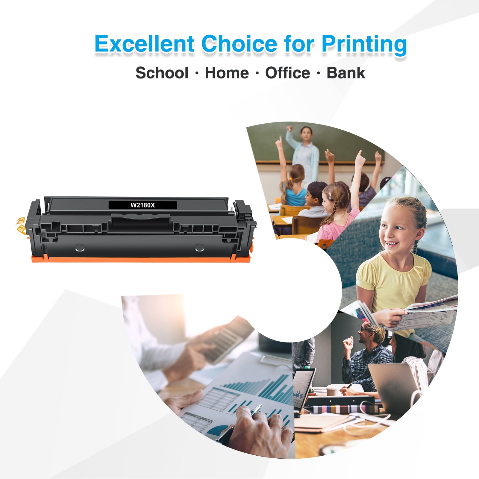 218X Toner Cartridges No-Chip Compatible for HP 218X W2180X 3201dw Color Laserjet Pro MFP 3301sdw 3301fdw 3201dw 3301cdw 3301 3201 Printer Ink Black Cyan Yellow Magenta, 4-Pack W2180A 218A Toner - Image 3