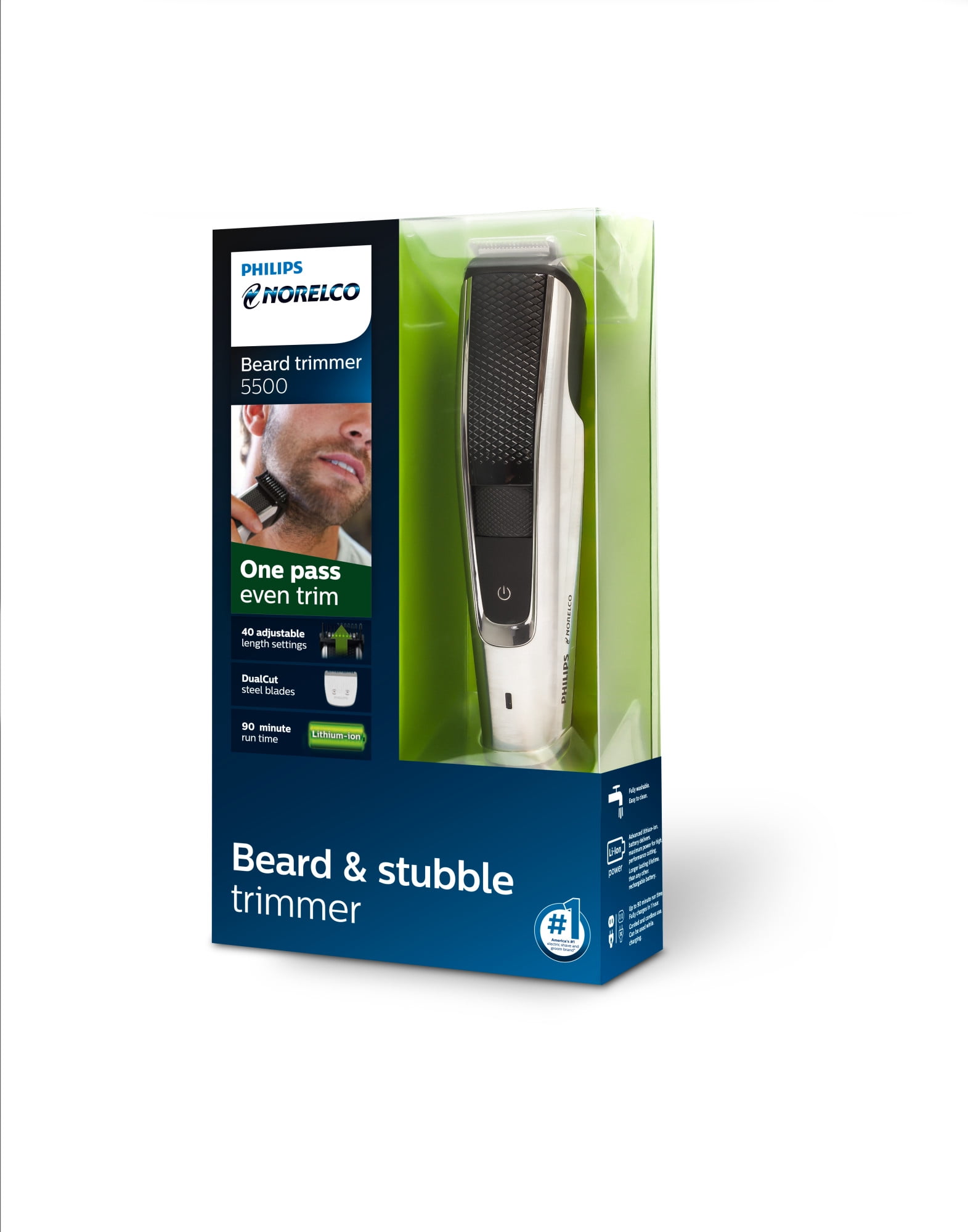 Philips Norelco Beard Trimmer and Hair Clipper Series 5500, Electric, Cordless, One Pass Beard Trimmer and Hair Clipper with Washable Feature For Easy Clean - No Blade Oil Needed - BT5511/49 - Image 19