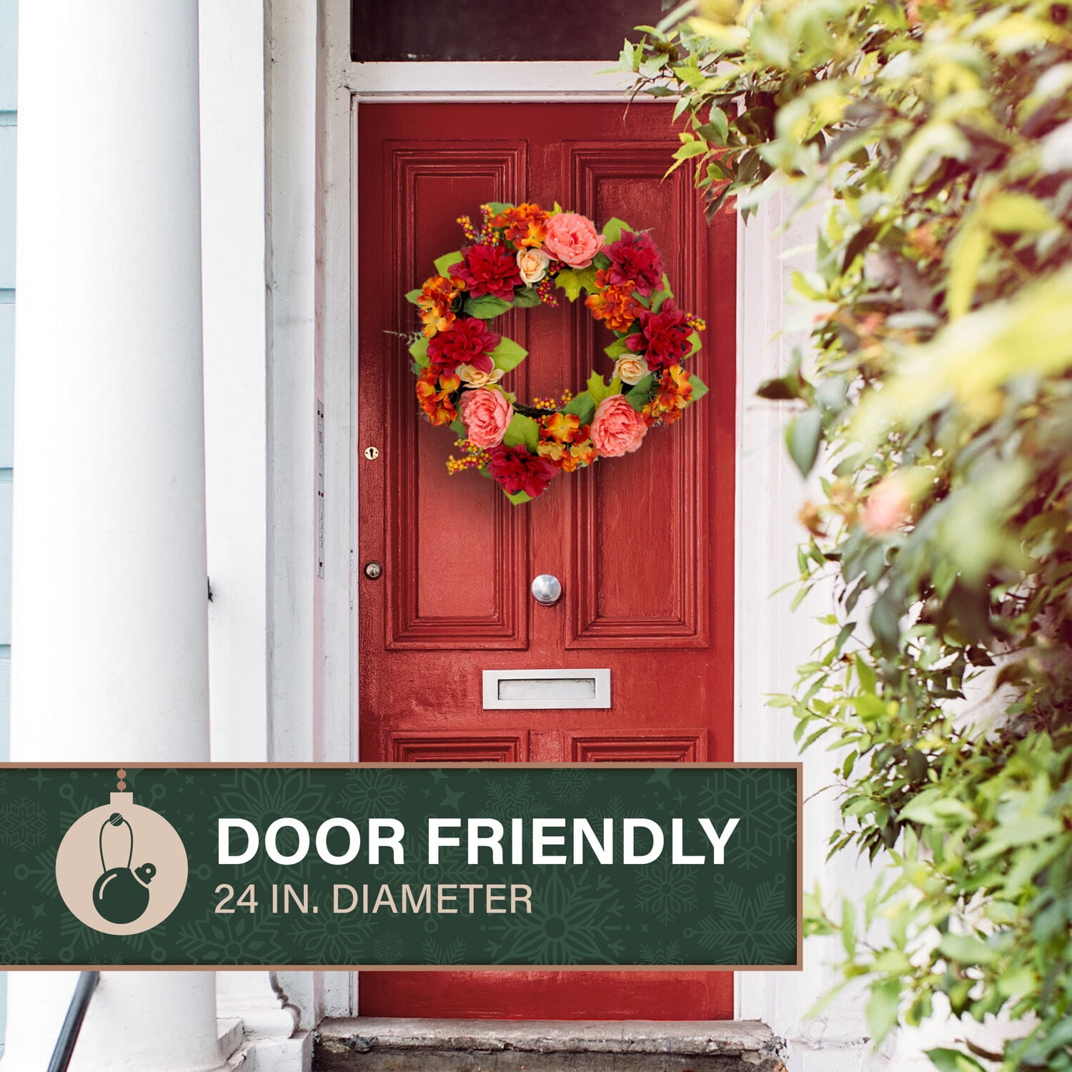 Fraser Hill Farm 24" Fall Harvest Wreath Door Hanging with Dahlias and Peonies - Image 10