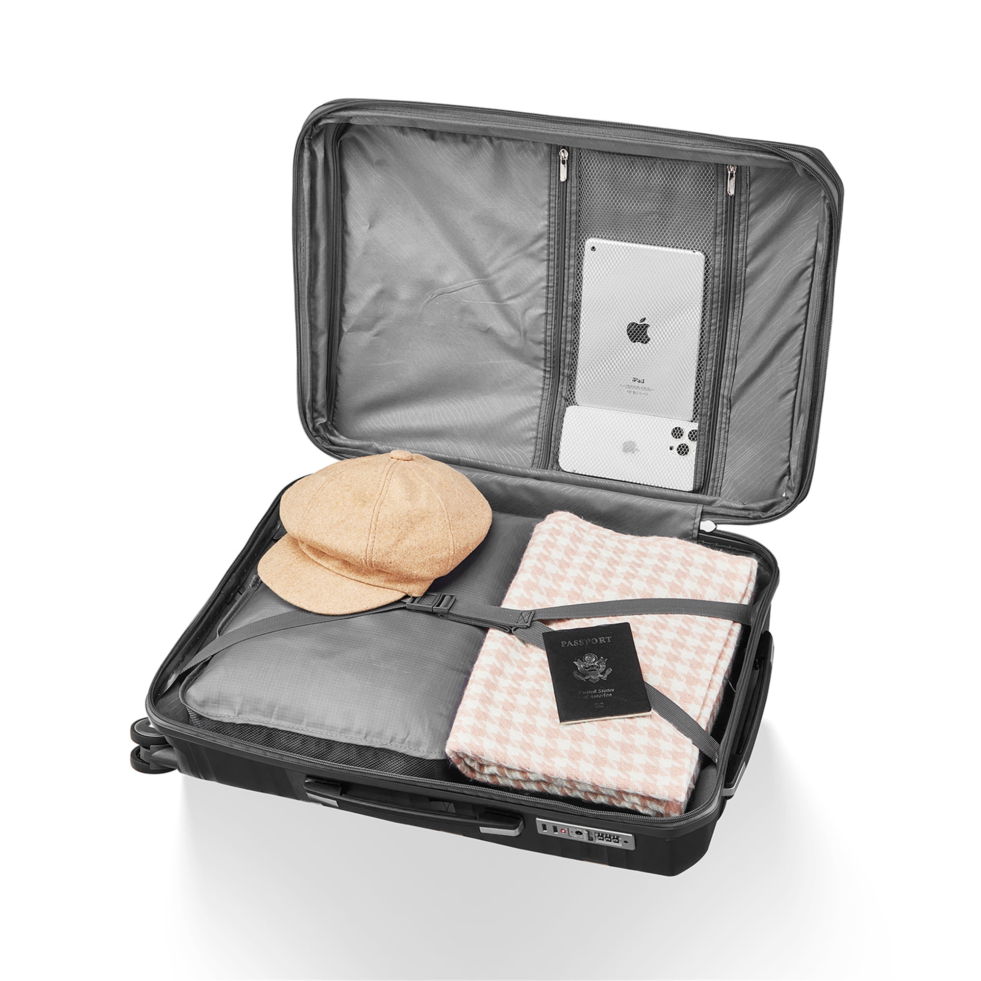 Aukfa Expandable Hardside 4-Piece Luggage Travel Set, Durable Suitcase, Double Wheels, Black - Image 8