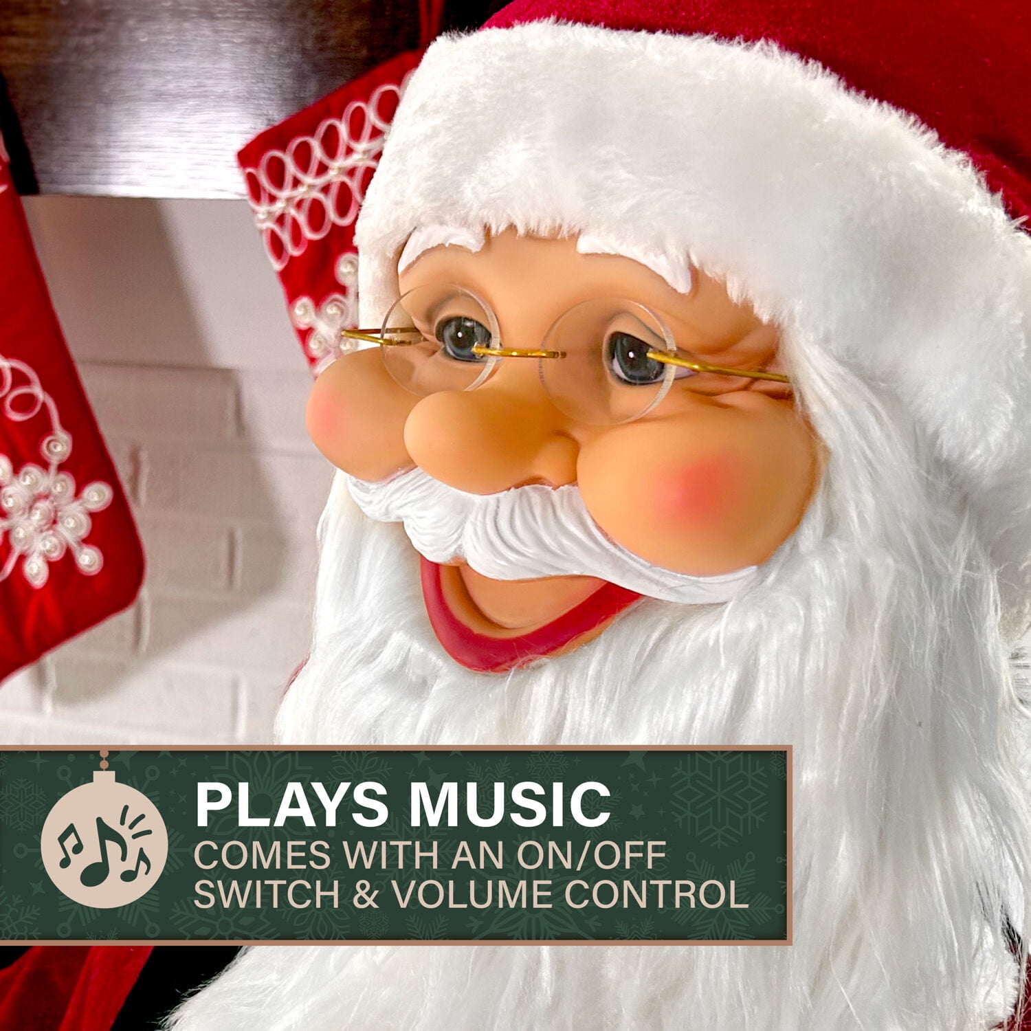 Fraser Hill Farm 4.8 ft Life-Size Dancing Santa Claus with Teddy Bear and Toy Sack Animatronic Figurine, FASC058D-14RED - Image 5