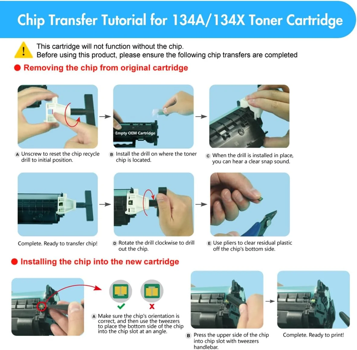 134X 134A Black Toner Cartridges with Chip Compatible for HP 134X W1340X 134A W1340A for HP LaserJet M209dw MFP M234dw MFP M234sdn MFP M234sdw Printer Ink High Yield 2-Pack - Image 17