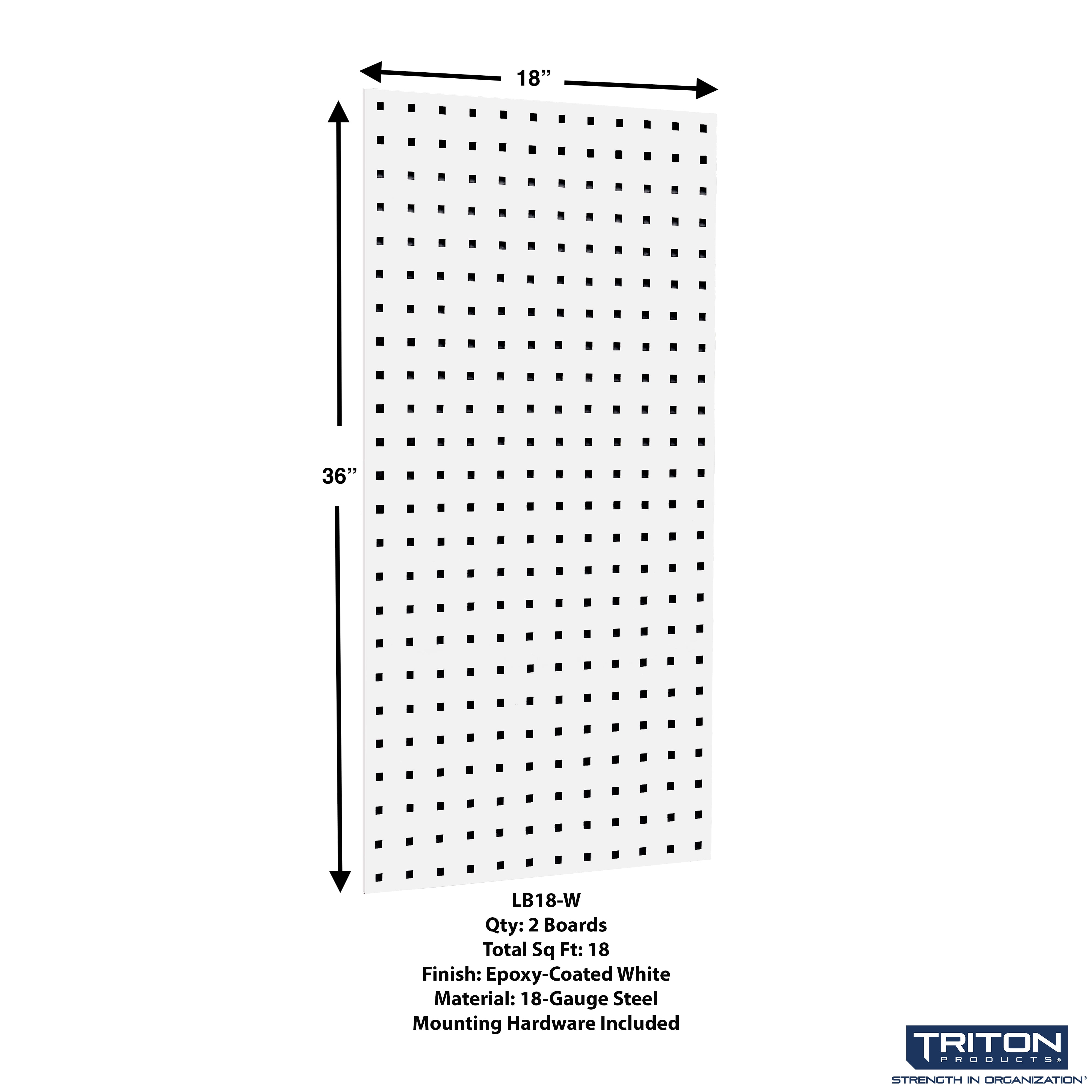 Triton Products® WC18-WH-Kit Wall Square Hole Pegboard and Locking Hook Organizer - Image 4