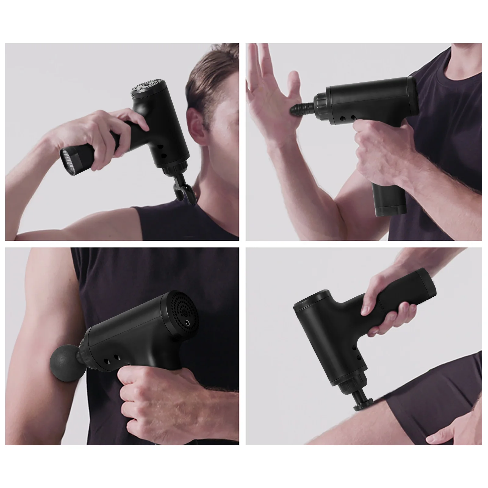 After Gym Ergonomic Percussion Massage Gun for Muscle Relief, 6 Speed, Black & 4 Massage Heads - Image 3