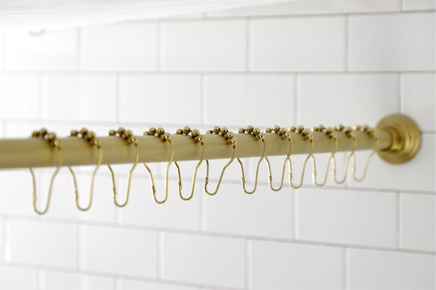 Kingston Brass SRK607 72 in. Edenscape Adjustable Shower Curtain Rod with Rings, Brushed Brass - Image 4