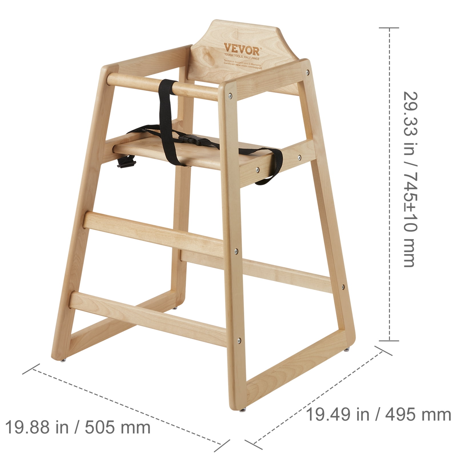 BENTISM Convertible Wooden Baby Highchair Adjustable Legs Wooden Double Solid Wood Feeding Toddler Chair without Tray 29'' Tall - Image 5