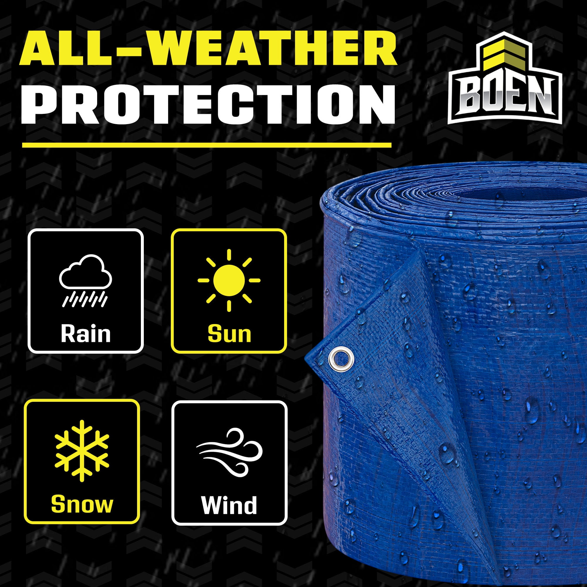 30 ft. x 60 ft. Multi-Purpose Blue Poly Tarp Cover 4.2 Mil Thick Weave Material, Waterproof - Image 6