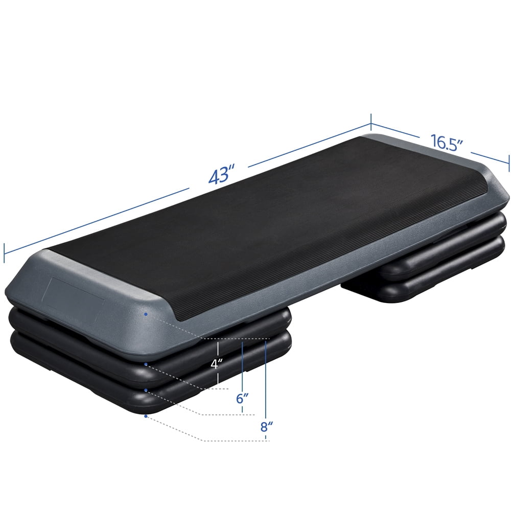 Alden Design Adjustable Heights Aerobic Stepper Exercise Platform for Home Gym, Gray - Image 4