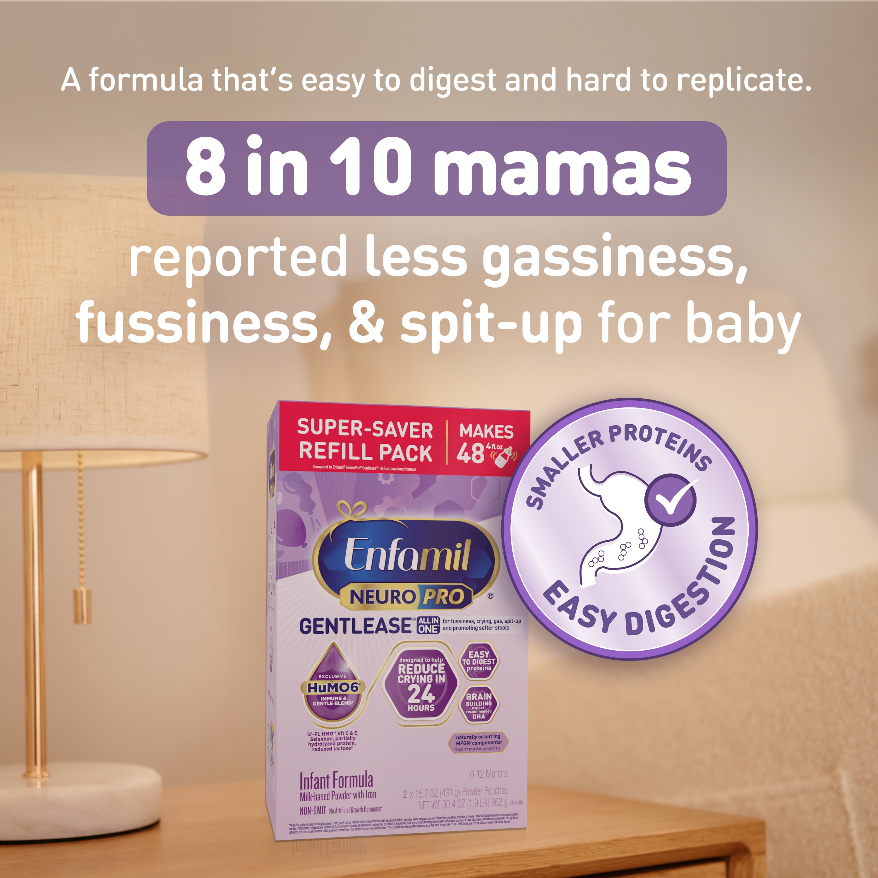 Enfamil NeuroPro Gentlease Baby Formula for Easing Fussiness, Gas, Spit-up in 24 Hrs, 30.4 Oz, 4 Boxes - Image 9