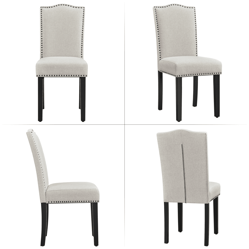 Alden Design Modern Fabric Upholstered Dining Chairs for Kitchen, Beige - Image 5