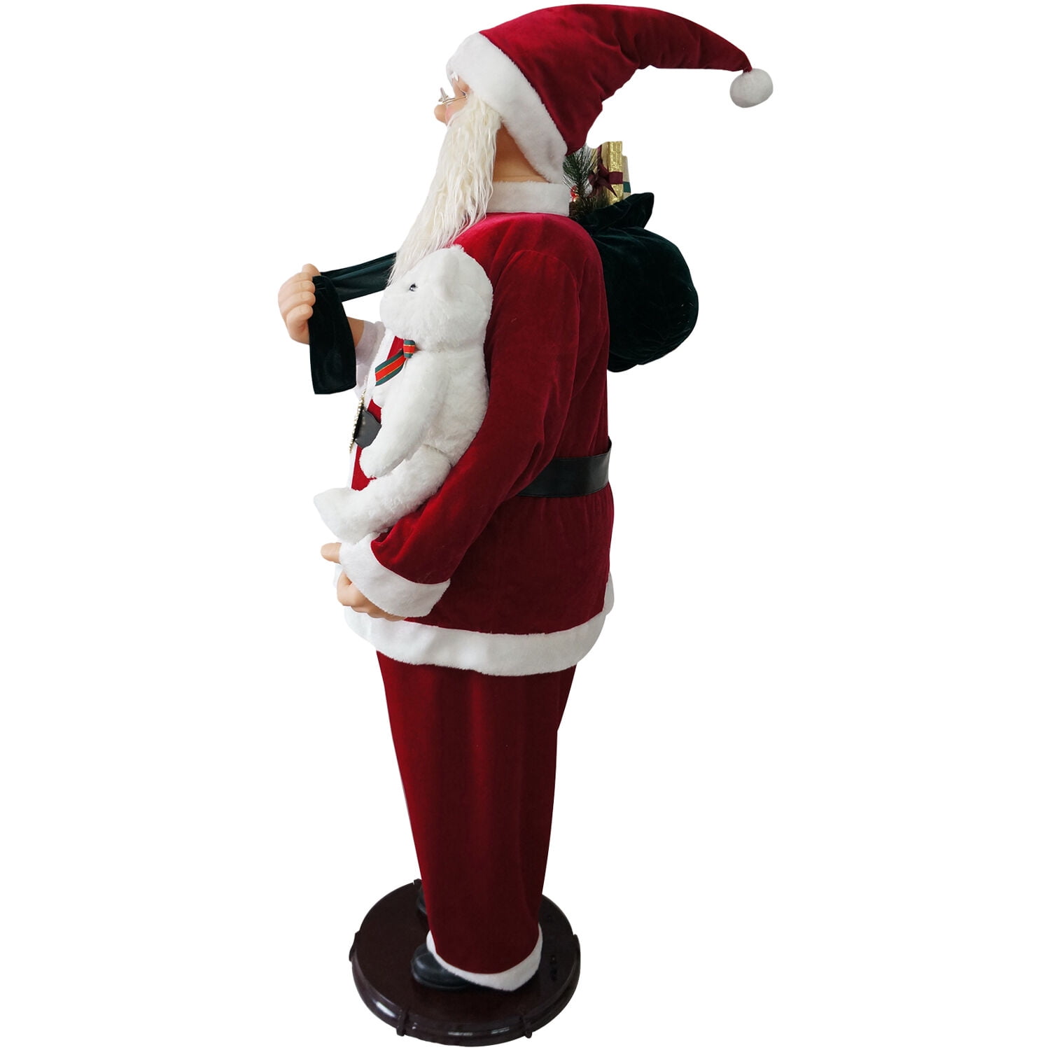 Fraser Hill Farm 4.8 ft Life-Size Dancing Santa Claus with Teddy Bear and Toy Sack Animatronic Figurine, FASC058D-14RED - Image 11
