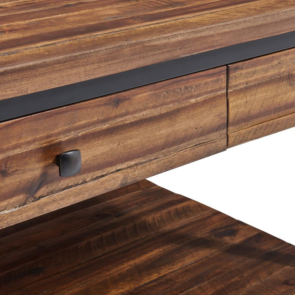 Alaterre Claremont 48"L Rustic Wood Coffee Table with Drawer and Low Shelf - Image 11
