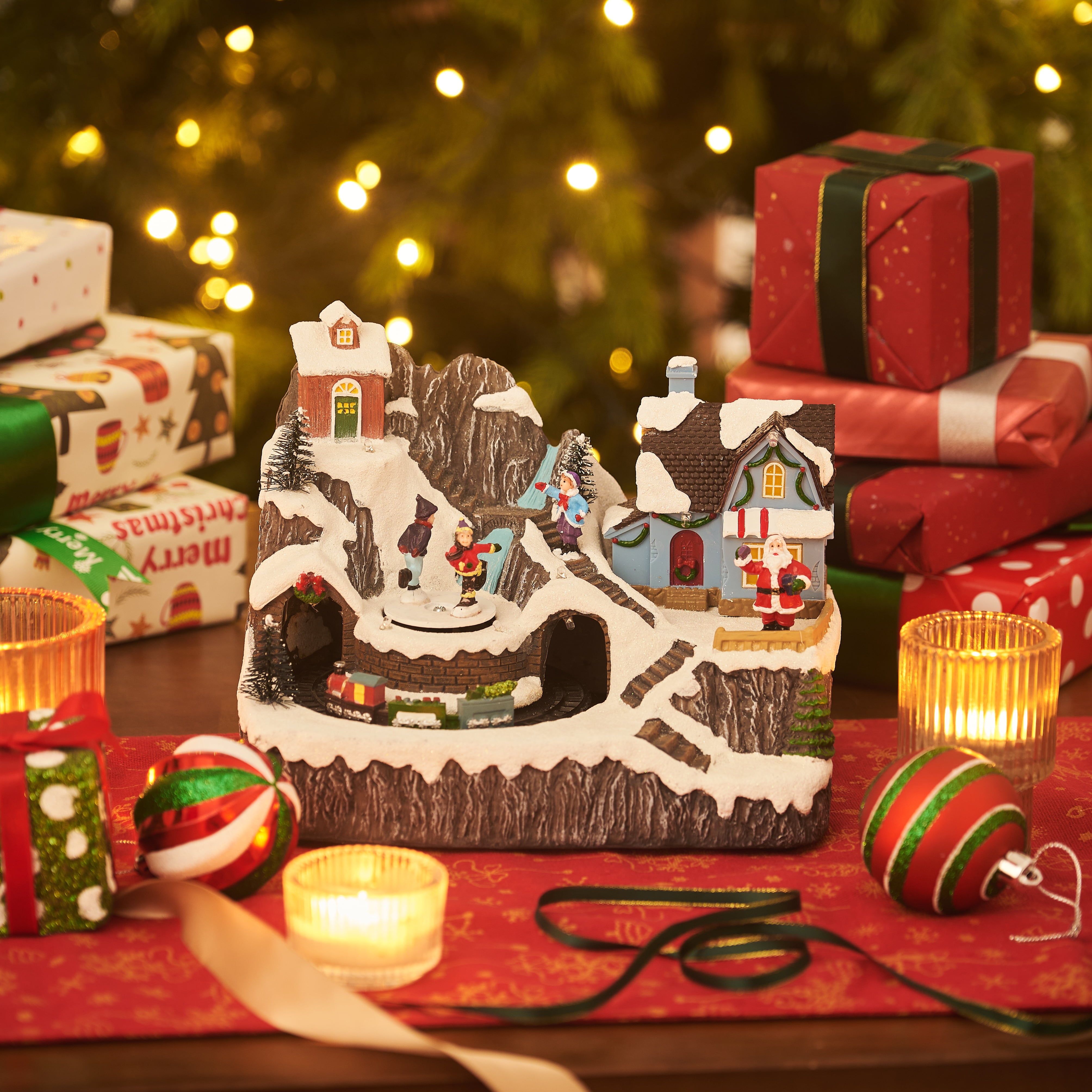 Valery Madelyn 6.6 “ Musical Christmas Village, Multi-color Lighted Dynamic Christmas Figurine House for Home Party Decor - Image 4