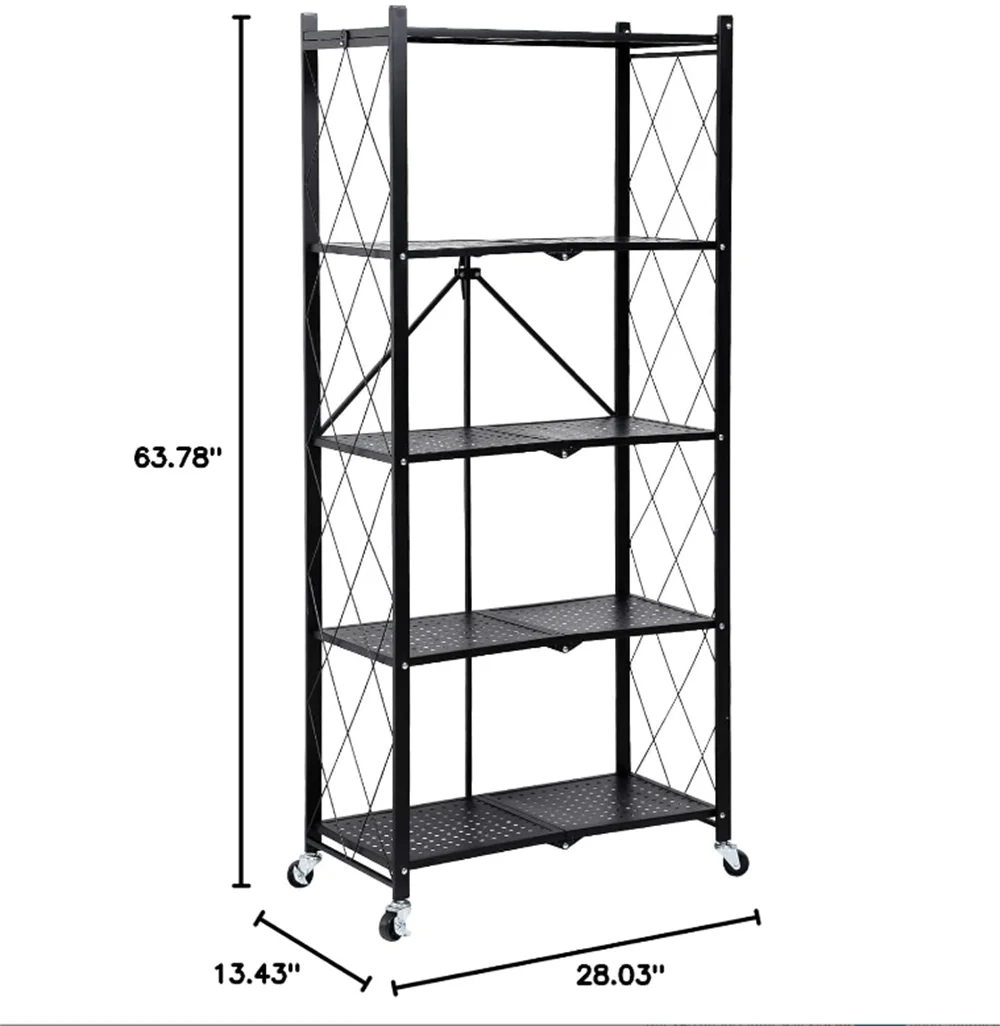 ZOUYUE Foldable Heavy-Duty 5-Tier Storage Shelf Unit, Black - Image 4