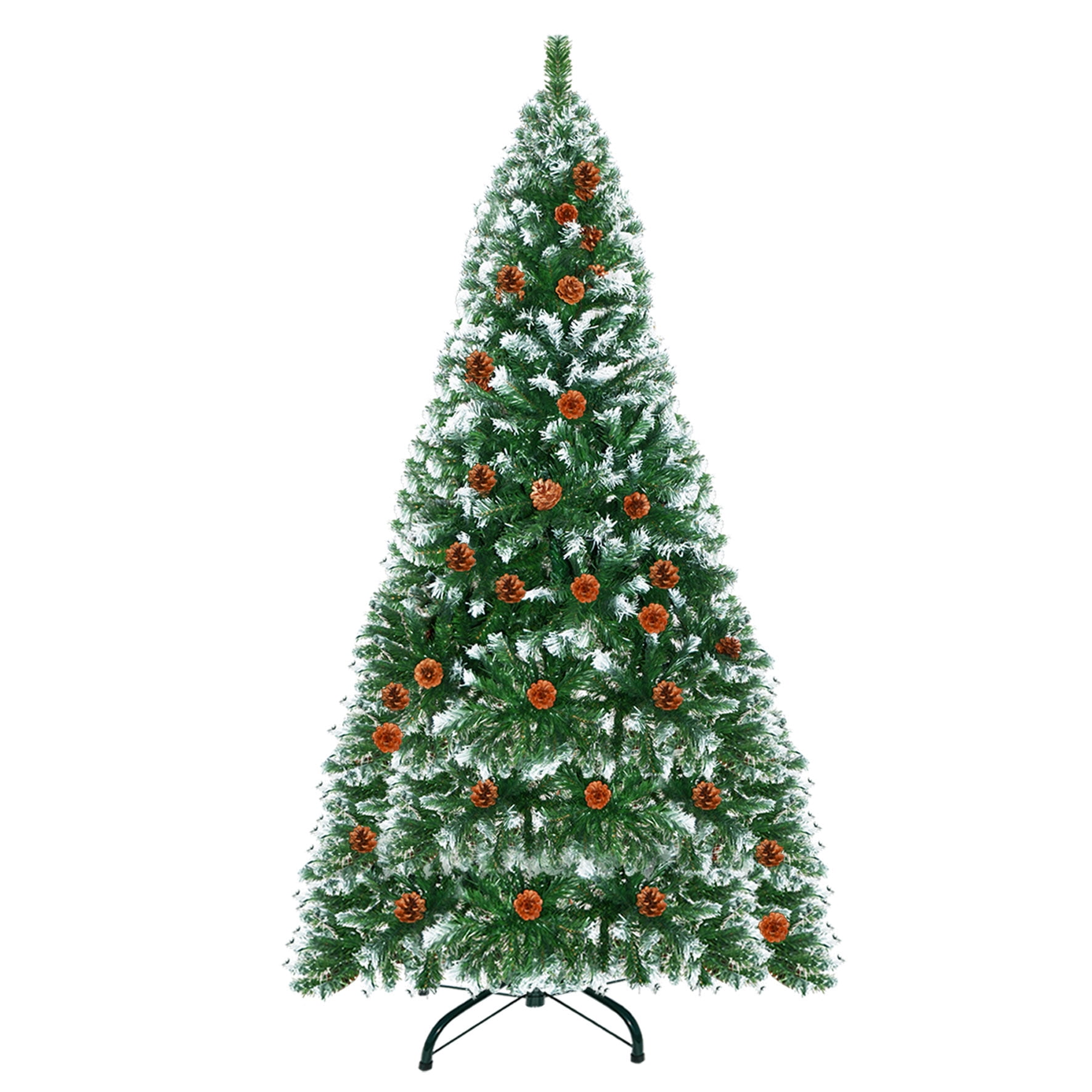 Sunny Snow Tipped Christmas Tree with Pine Cones and Steel Stand -Unlit (7' with 1003 Tips and 39 pinecones) - Image 4