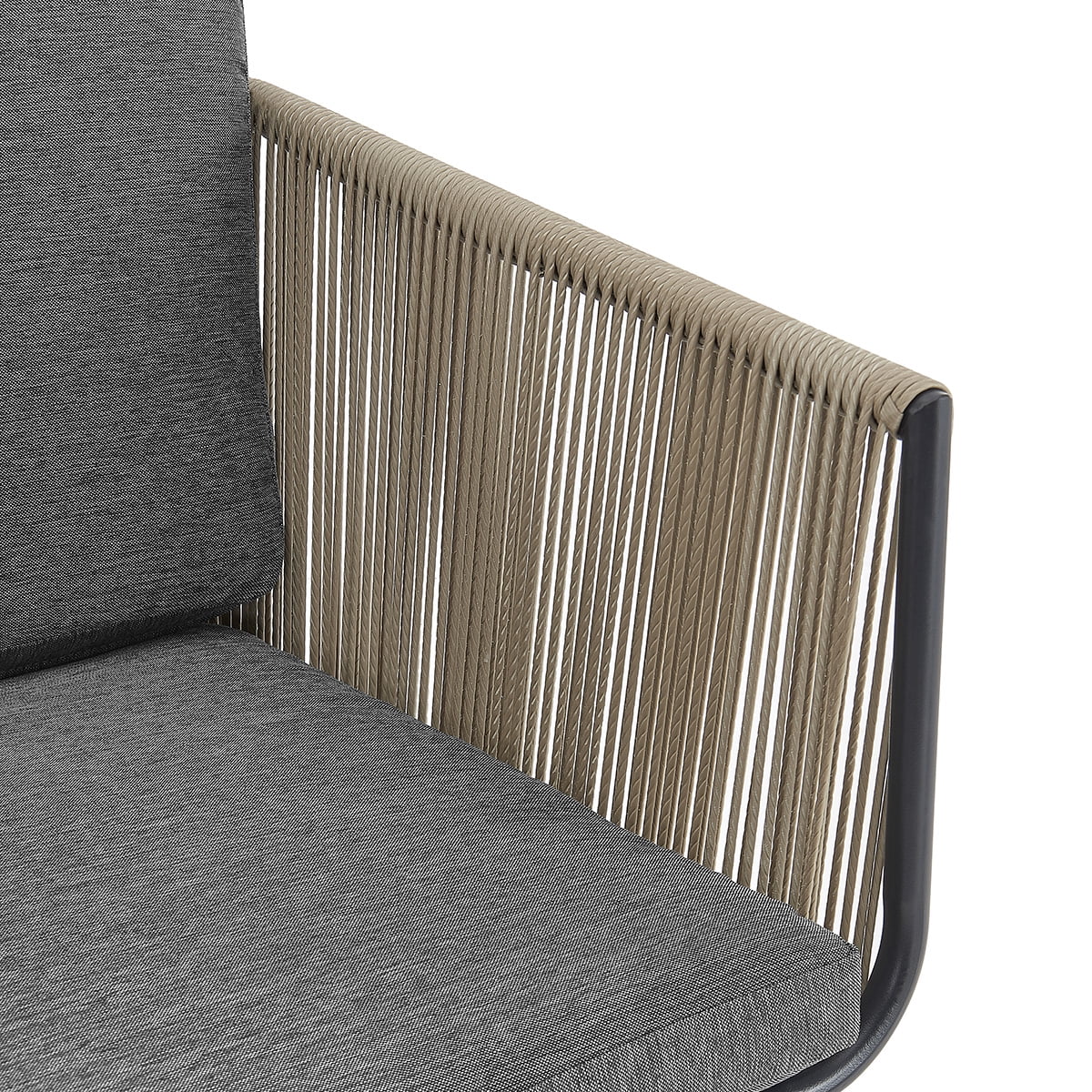 3 PCS Outdoor Patio Set Rattan Wicker Patio Chat Chairs & Table Bistro Seating Cushion Set, Grey - Image 4