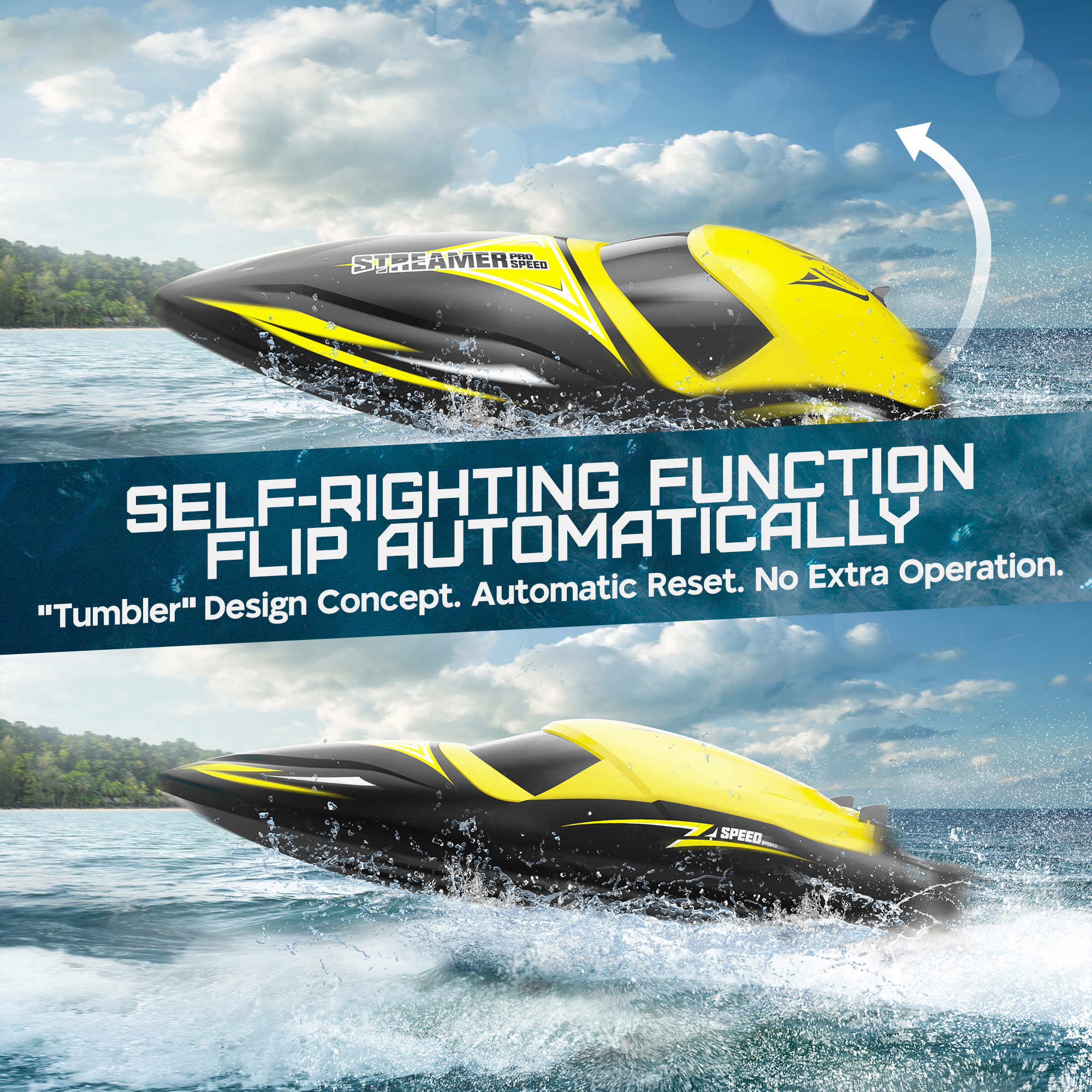 YCFUN RC Boats, 50Km/H Brushless Fast Remote Control Boat for Adults Kids 8-12, Summer Outdoor Pool Water Toys - Image 4