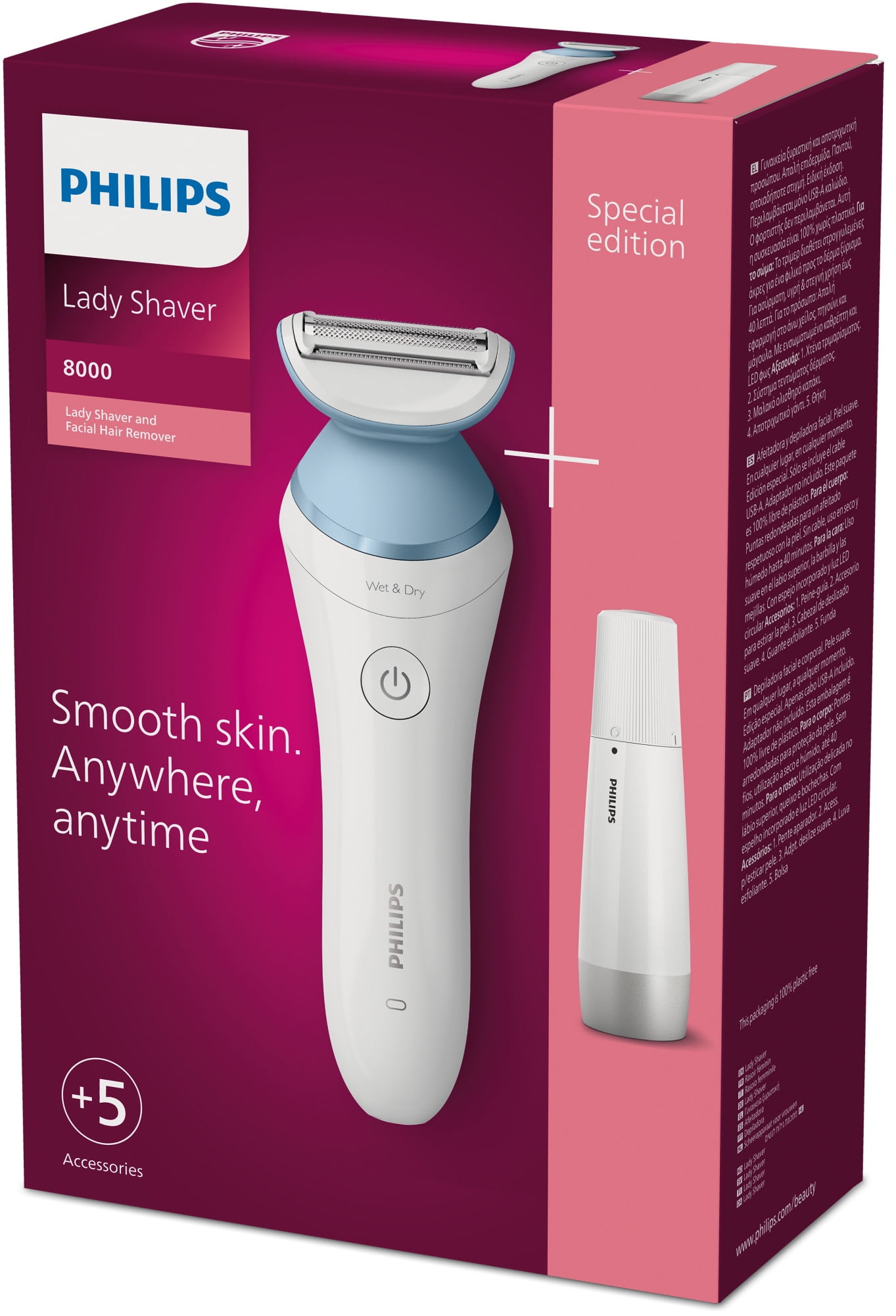Philips Lady Electric Shaver Series 8000 with Electric Facial Hair Remover, Cordless, BRL166/91 - Image 10