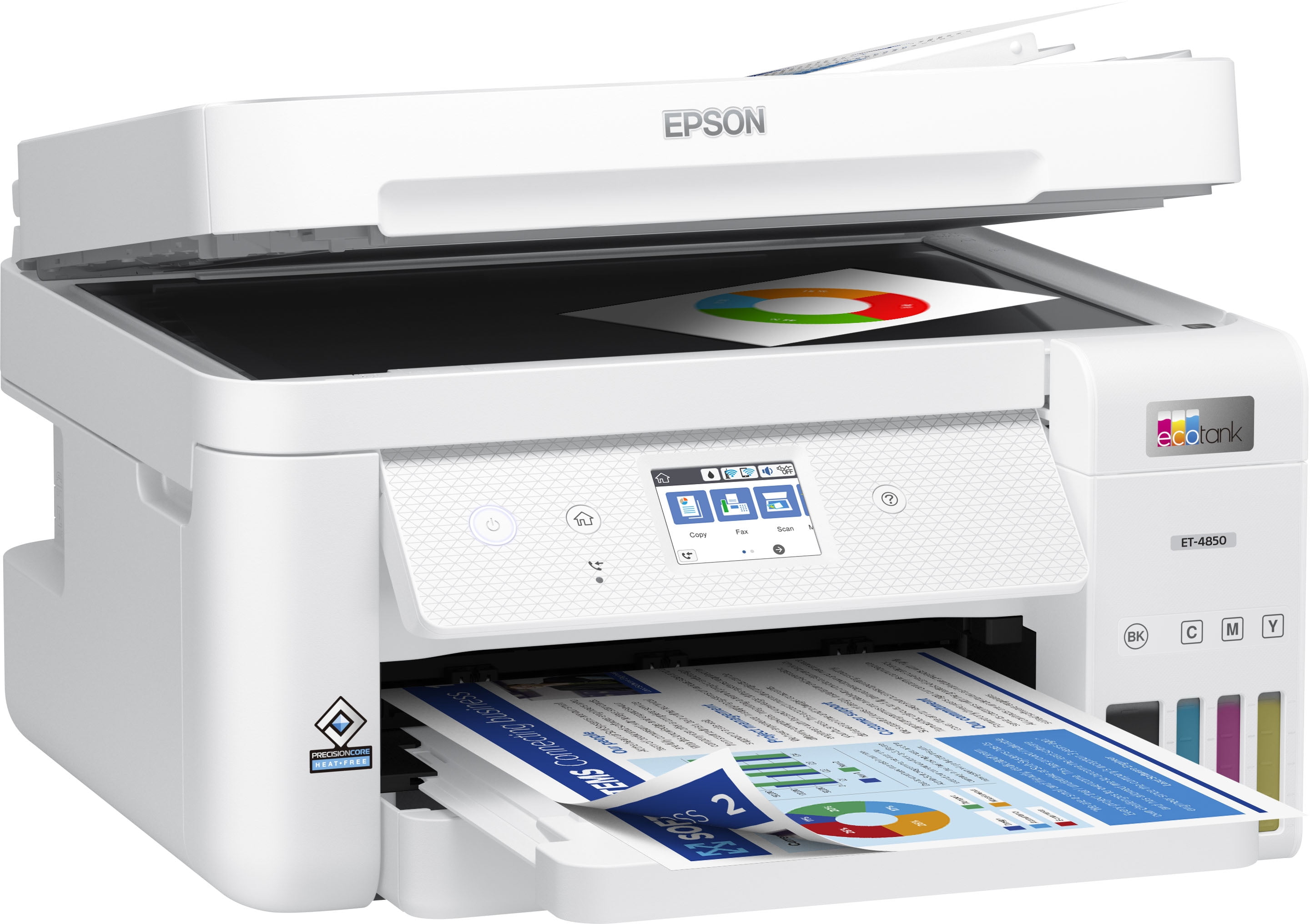 Epson EcoTank ET-4850 Supertank Wireless All-in-One Color Inkjet PRINTER, 4800 x 1200 dpi, 15 ppm, Home Office, Print Scan Copy Fax, Auto 2-Sided Printing, White, Bundle Printer Cable - Image 4