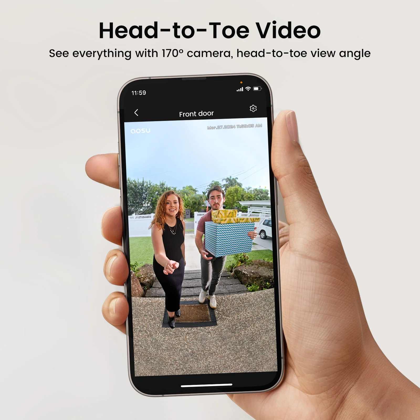 AOSU 2K /3MP Wireless Doorbell Camera with Chime, Head-to-Toe View Video Doorbell, Smart Parcel Detection, 2 Way Audio, Night Vision - Image 4