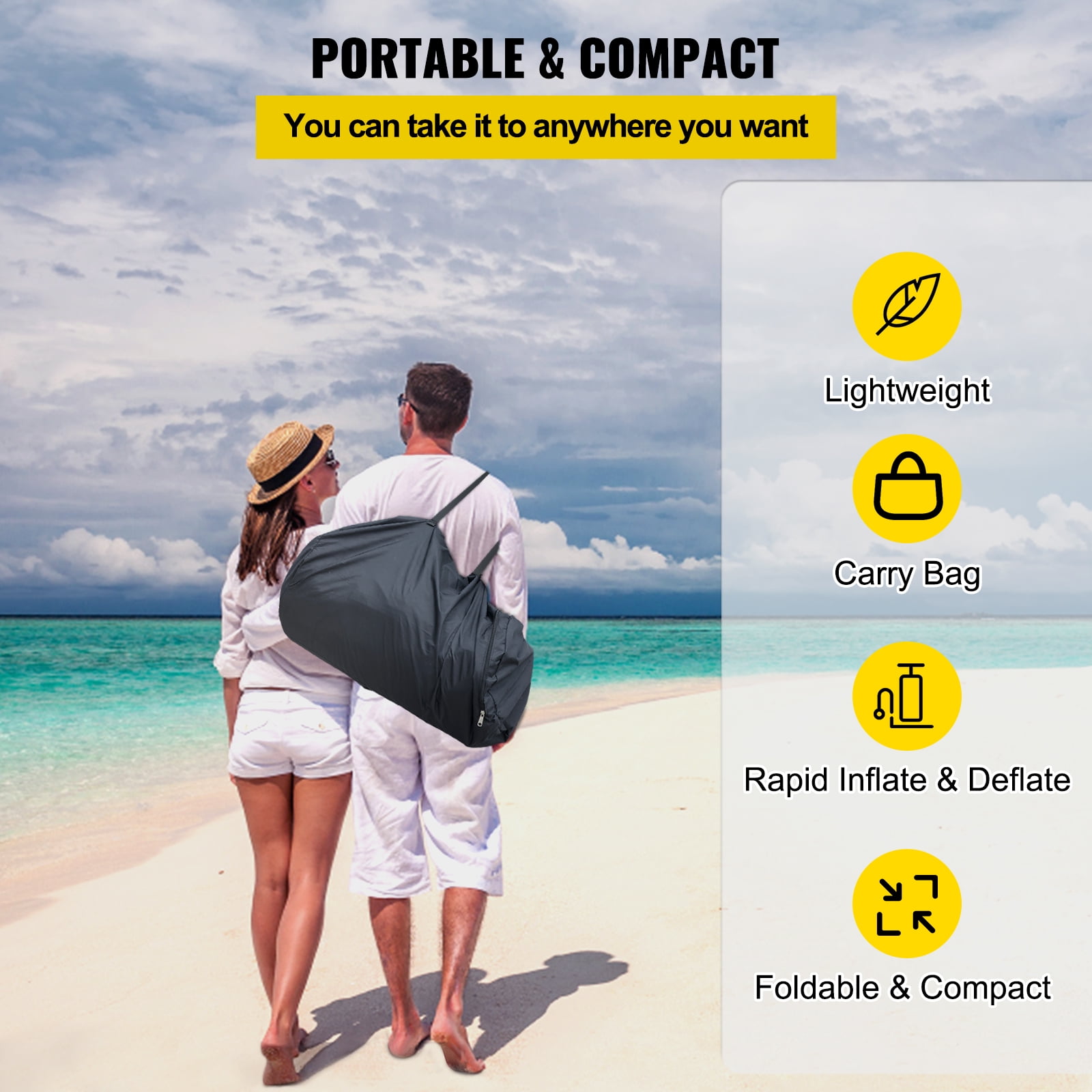 VEVORbrand Inflatable Dock Platform PVC Floating Dock 12 x 6 ft 3-5 Person with 2 Pumps - Image 9