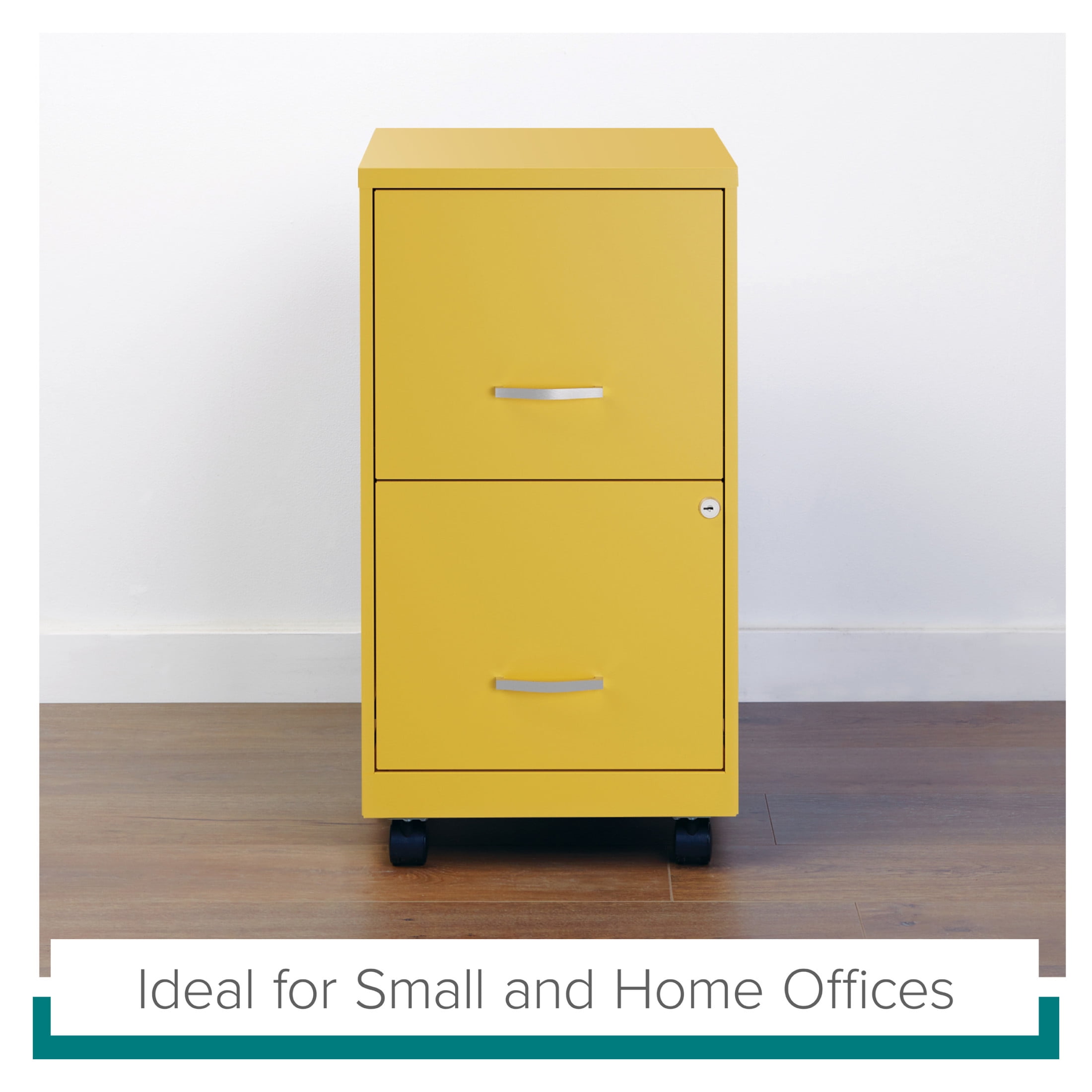 Space Solutions 18" Deep 2 Drawer Mobile Letter Width Vertical File Cabinet, Yellow - Image 10