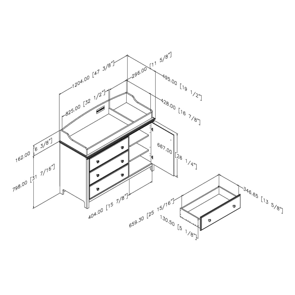 South Shore Cotton Candy 3 Drawer Changing Table - Image 5
