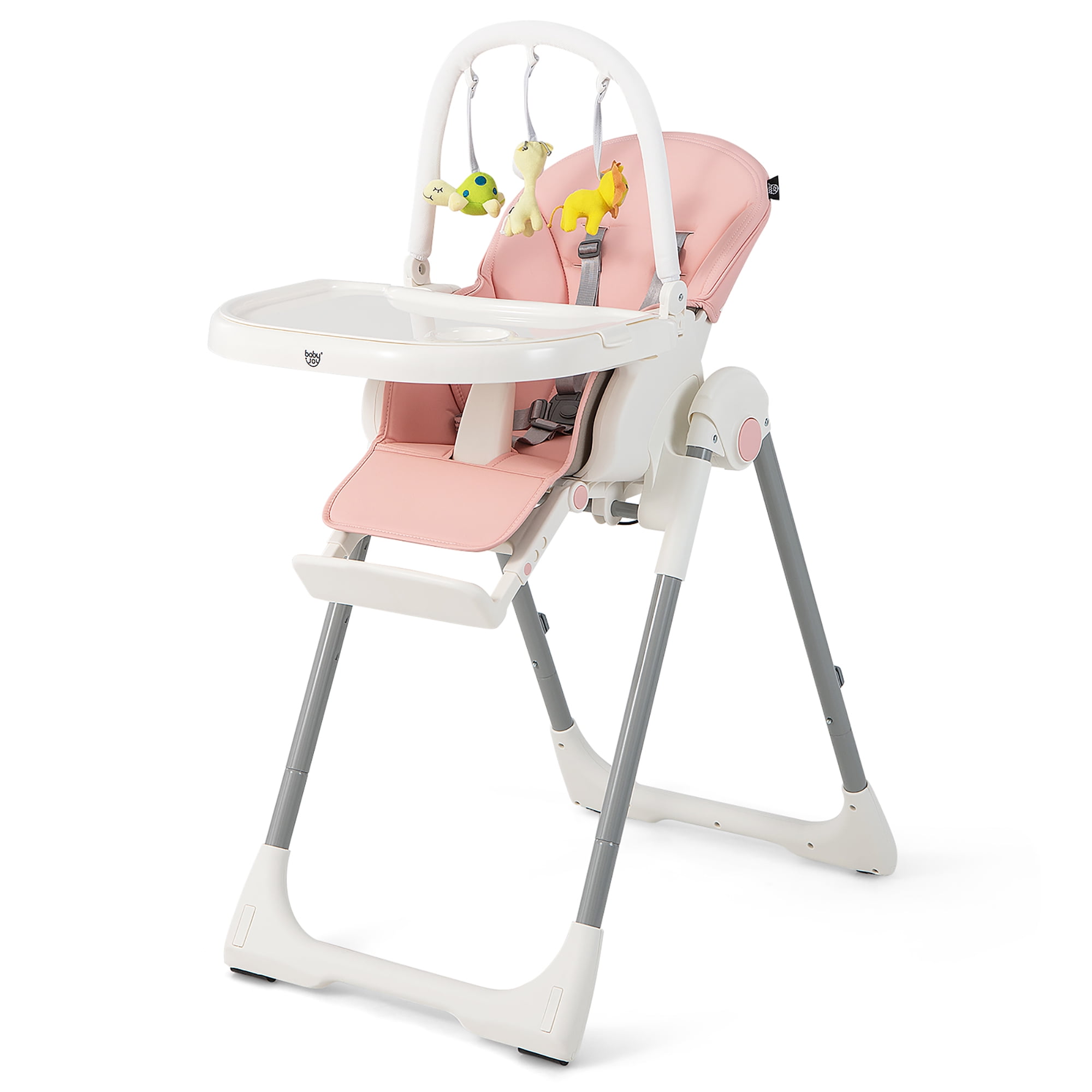 Costway Foldable High Chair Baby Feeding Chair with 7 Adjustable Heights Pink - Image 8