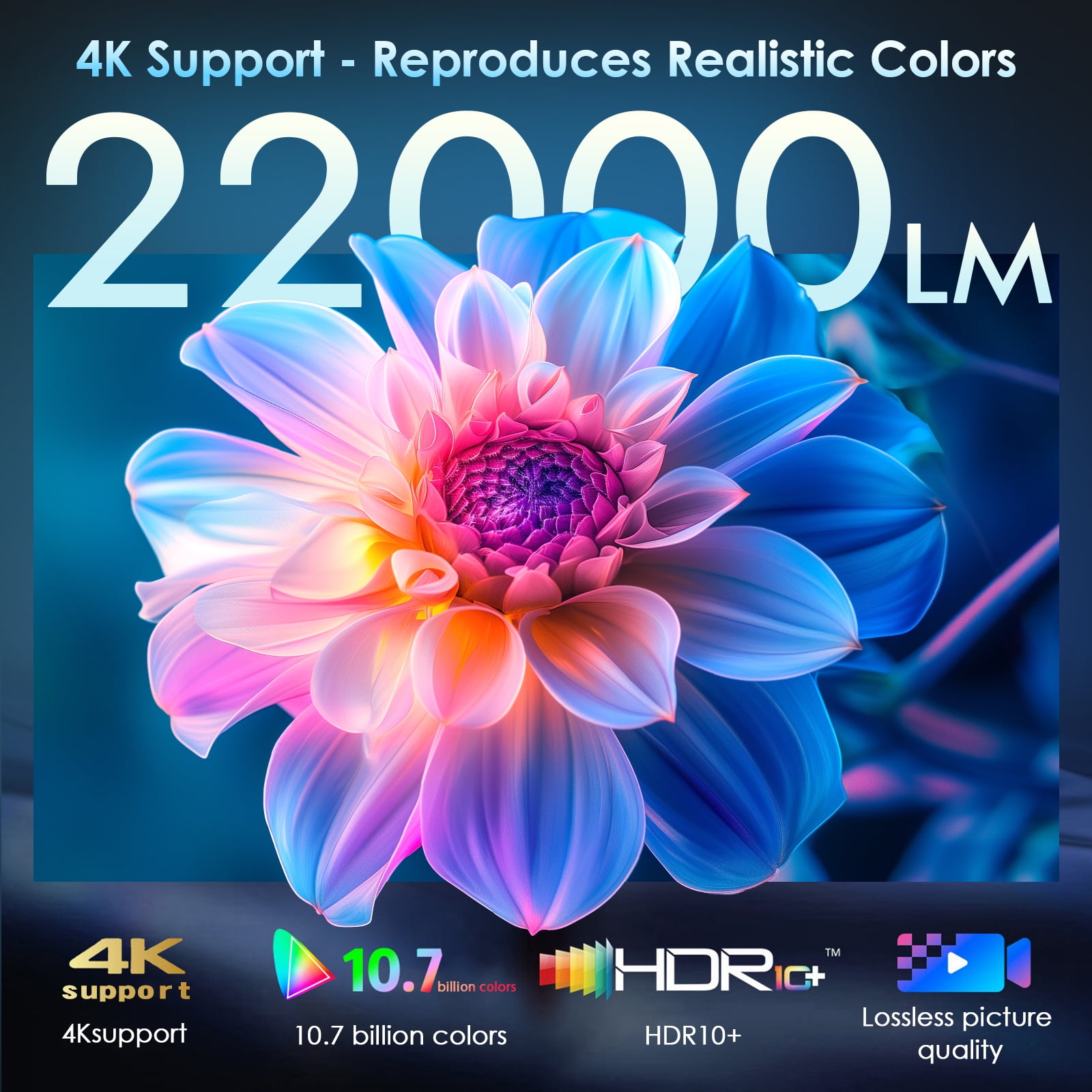 Hewcham Bluetooth Projector with WiFi, Auto Keystone, Electric Focus, 450-Inch Full HD Multimedia, Gray - Image 6