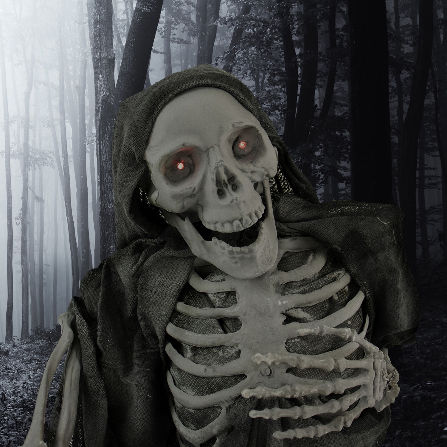 Haunted Hill Farm Life-Size 37 In. Animatronic Reaper, Indoor/Outdoor Halloween Decoration, Light-up Red Eyes, Poseable, Battery-Operated, HHSKEL-4FLSA - Image 4