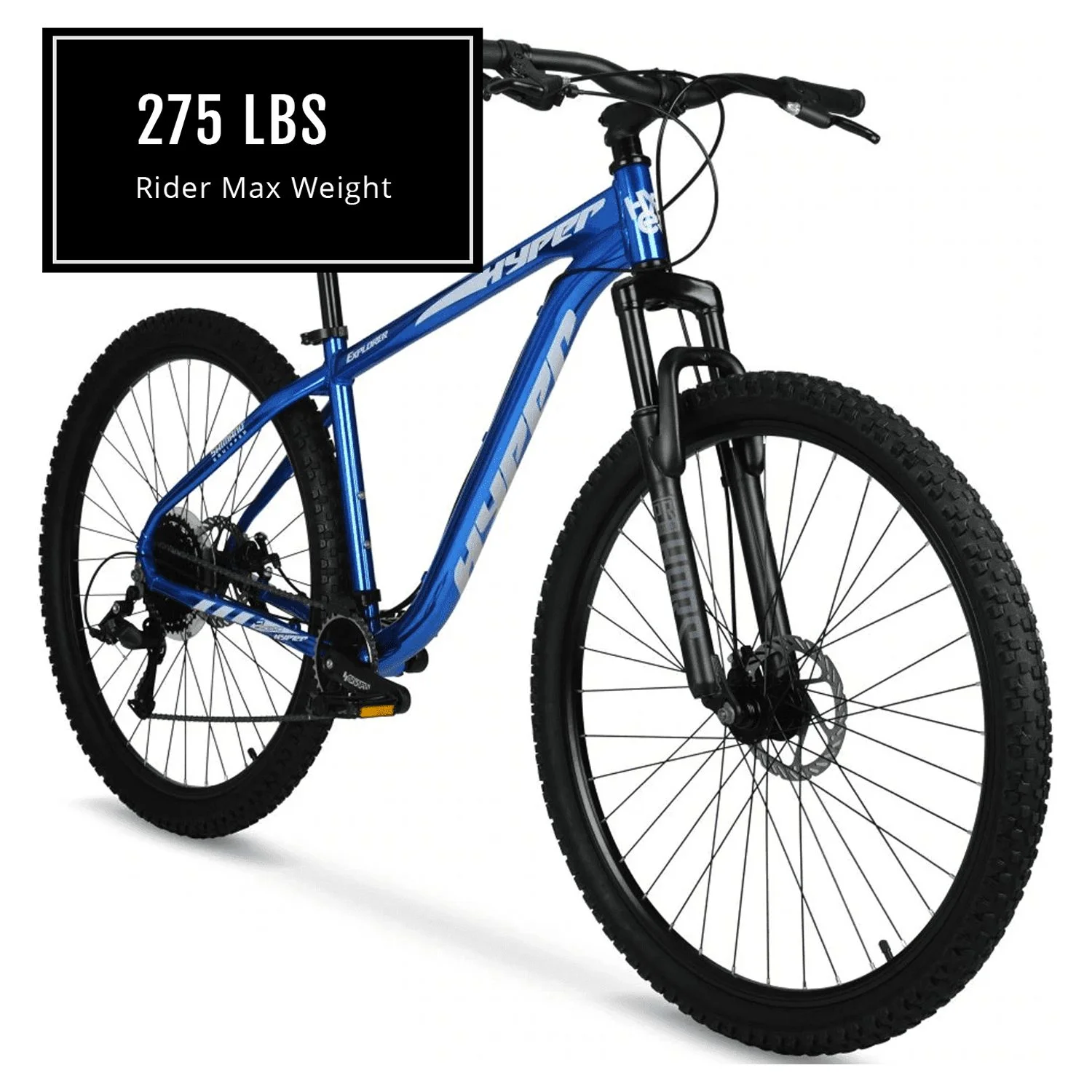 29" Hyper Bicycle Explorer Mountain Bike, 29" Wheels, Adults 14+ Years, Hard Tail, Blue - Image 4
