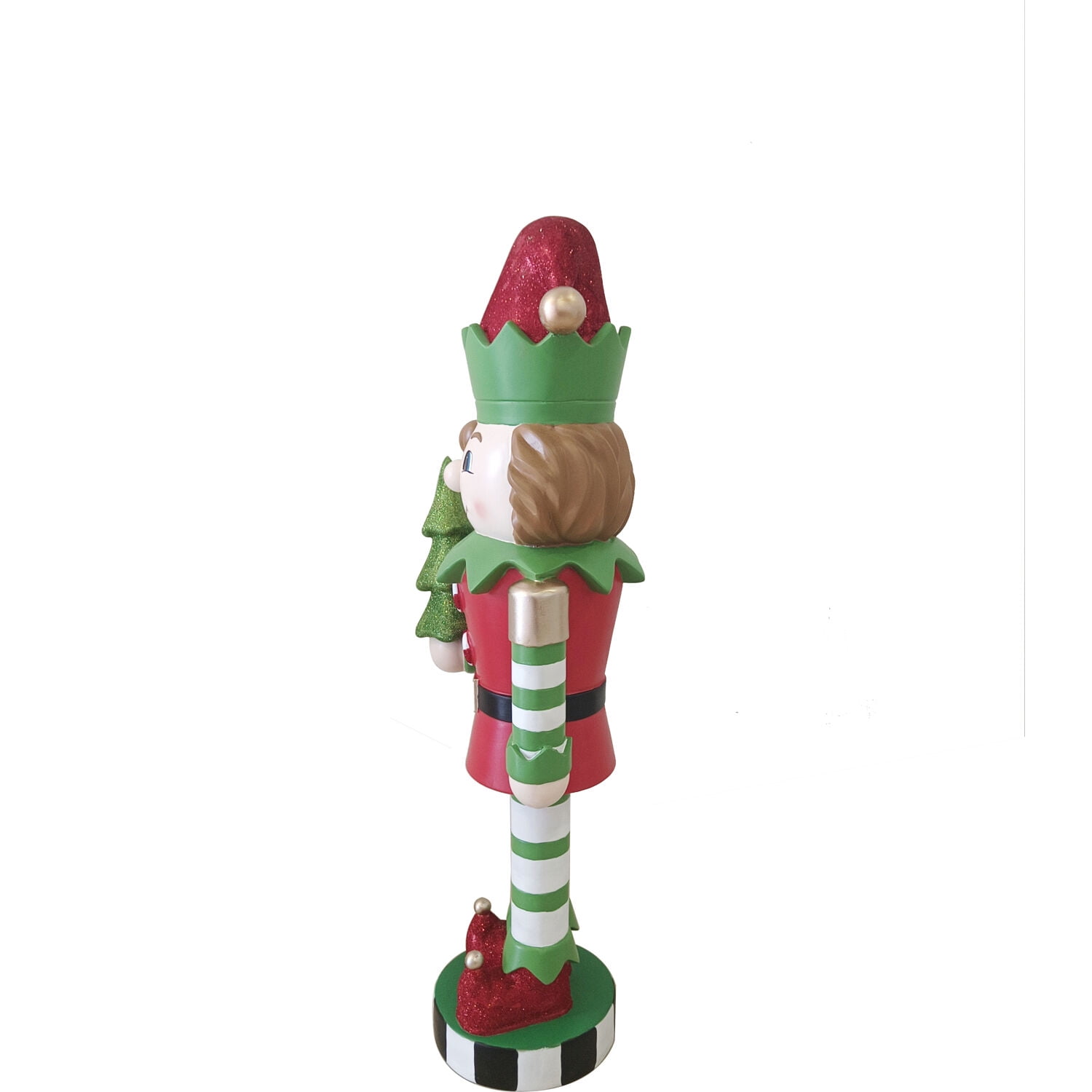 Fraser Hill Farm 48-inch African American Elf Nutcracker Figurine Holding Tree in Red/Green, FFMG048-0ELF-MLTAA - Image 11