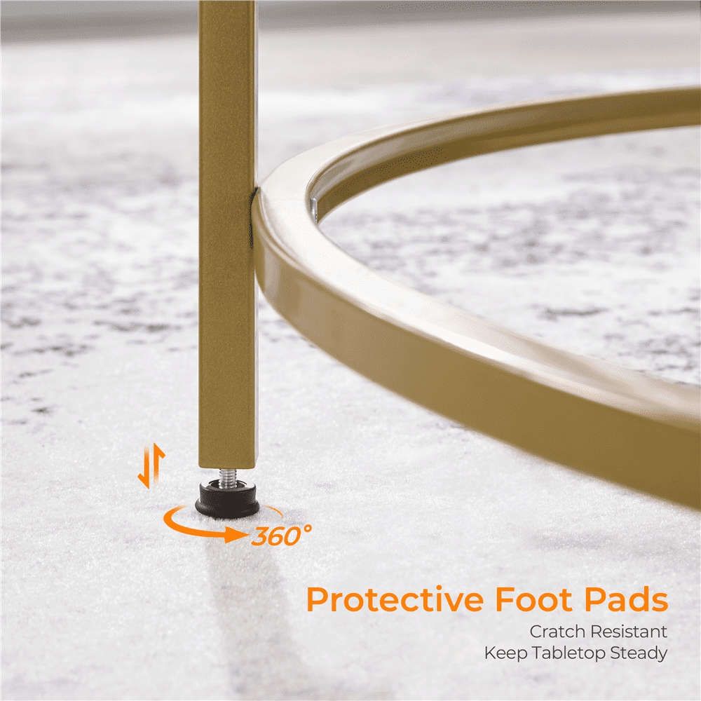 Renwick Round Glass Top Coffee Table for Livingroom, Gold - Image 7