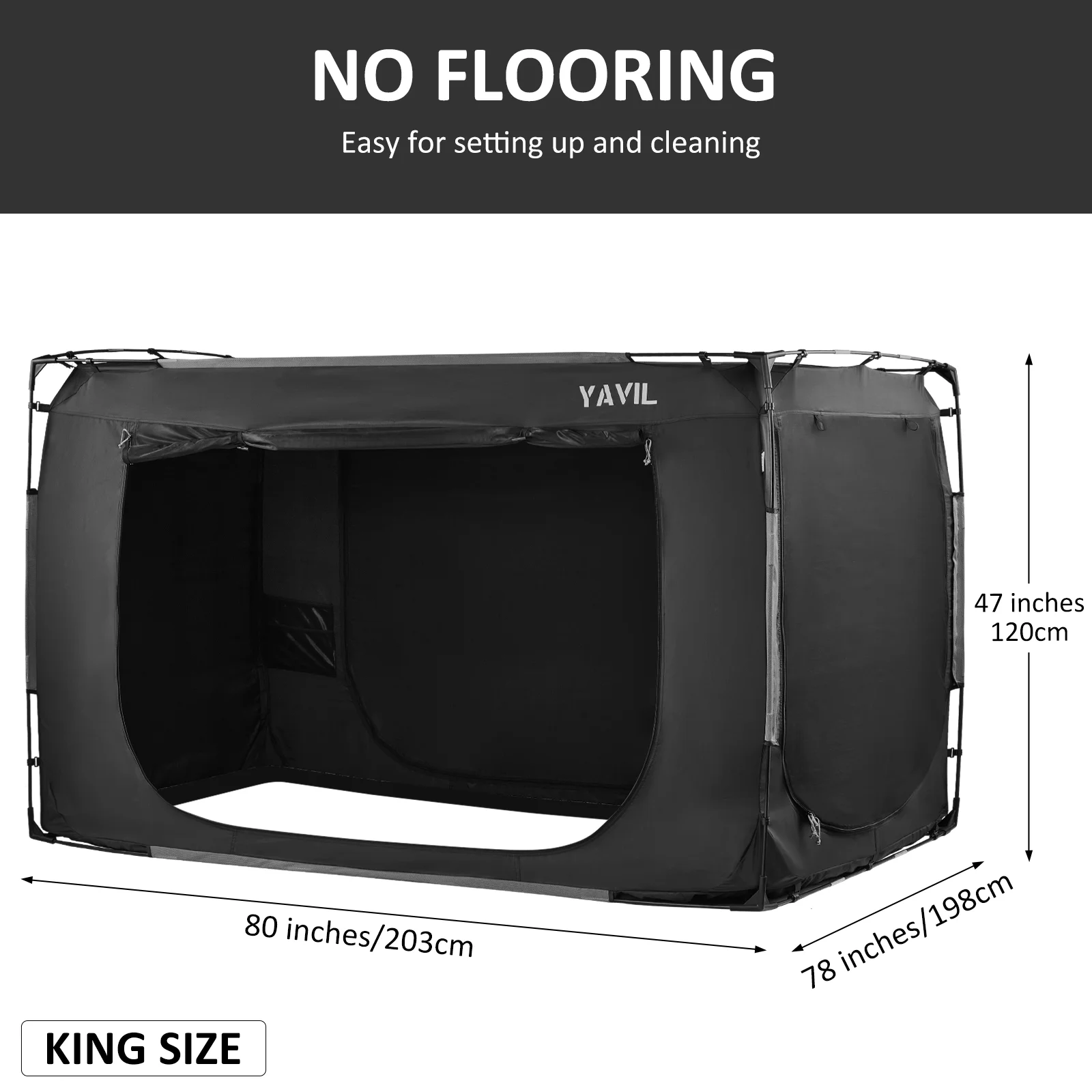 YAVIL Bed Tent King Size Portable Pop up Privacy Sleeping 3 Doors Bed Tent Net(Mattress Not Included) - Image 3