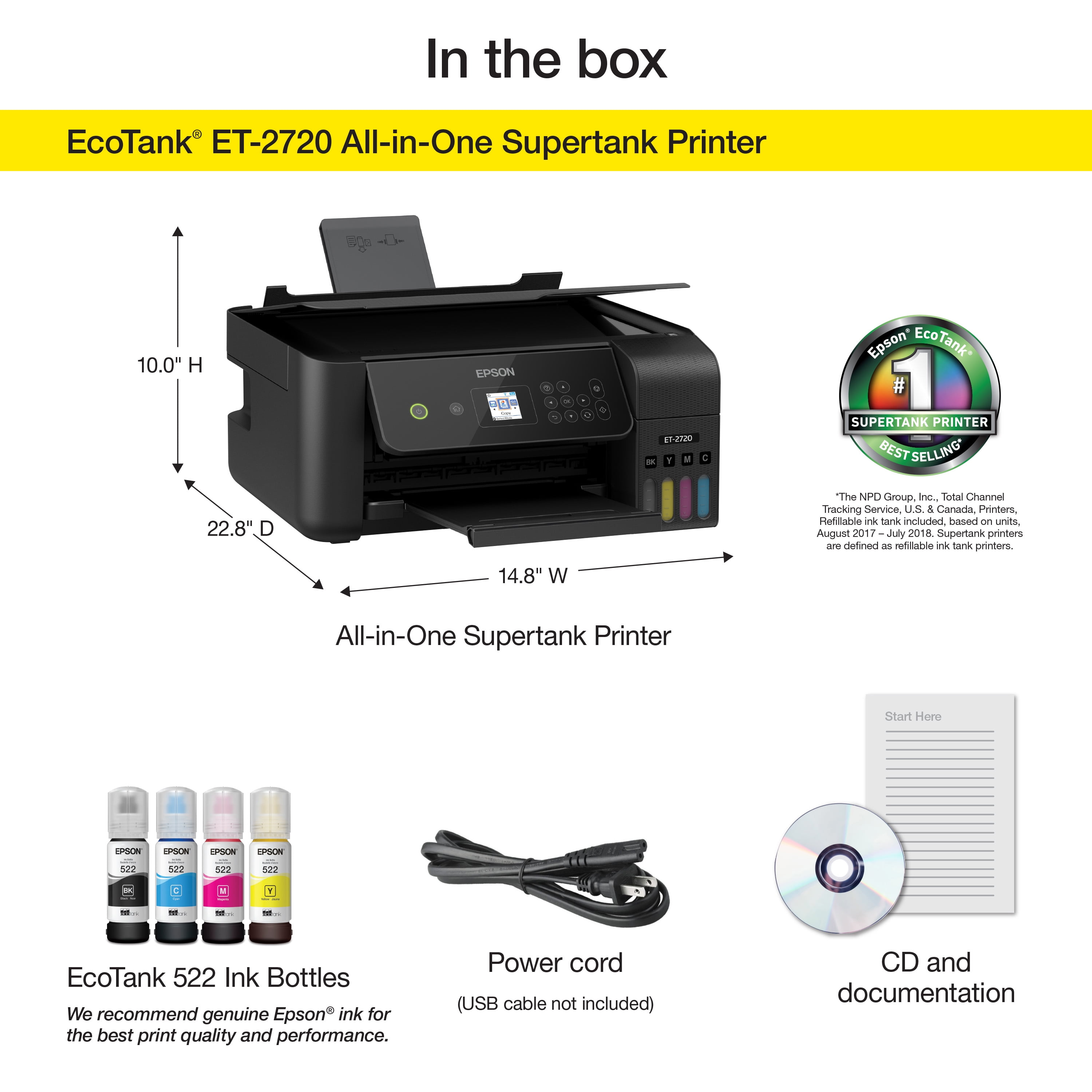 Epson EcoTank ET-2720 Wireless All-in-One Color Supertank Printer - Image 6