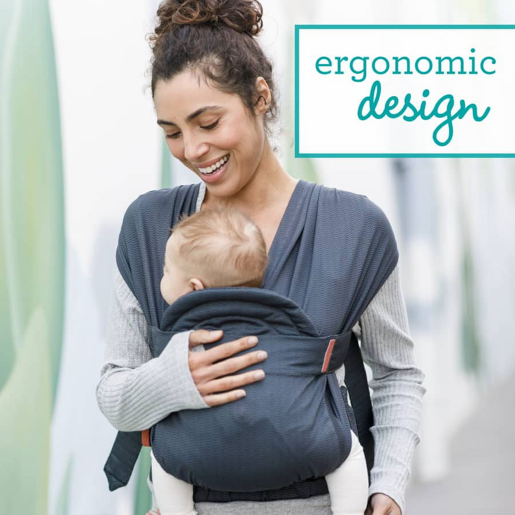 Infantino Hug & Cuddle Adjustable Hybrid Wrap - Black Soft and Simple Pressure Relief Ergonomic Wrap Carrier with Quilted Privacy Cover and Built-in Storage Pouch for Infants and Toddlers bs - Image 8