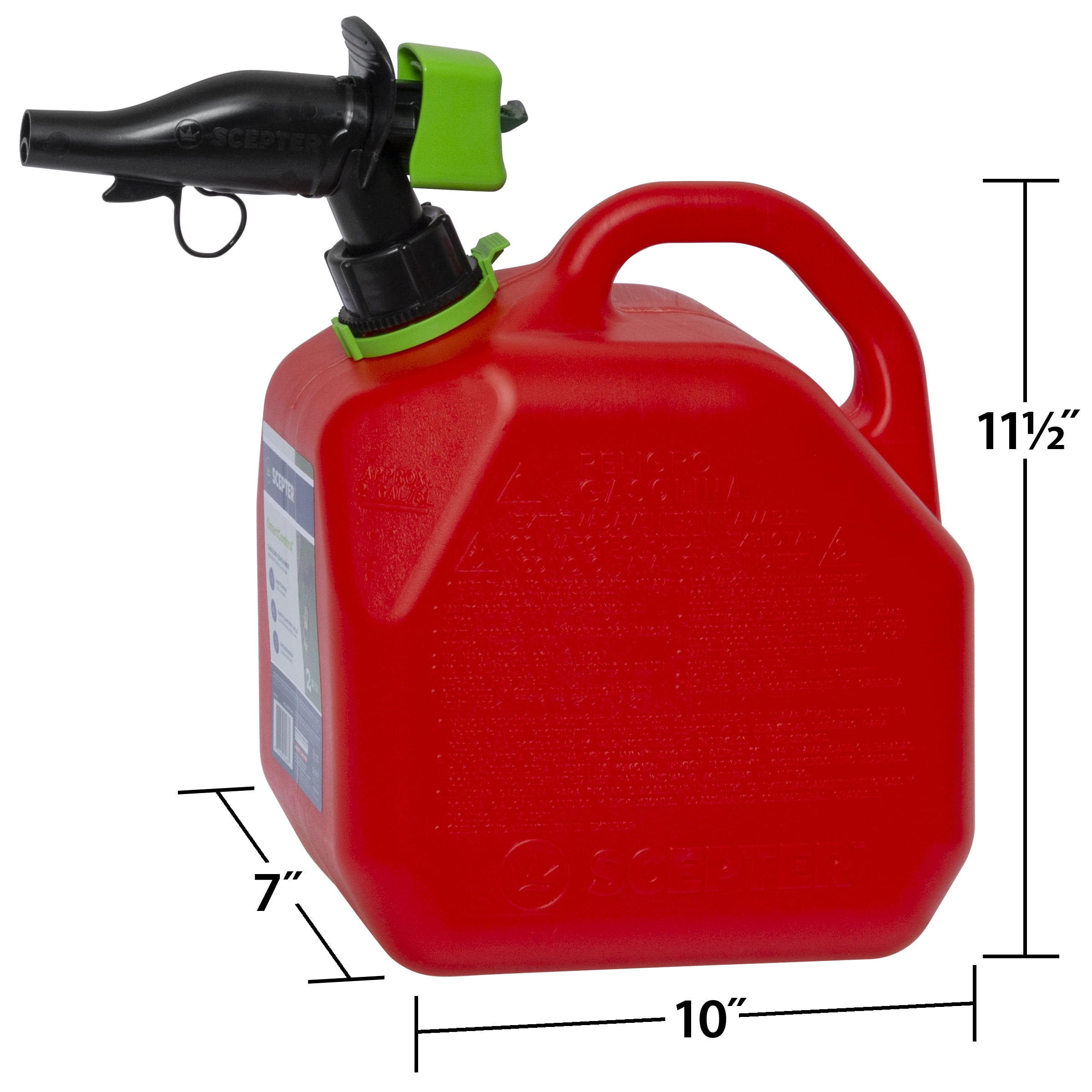 2-GL Scepter SmartControl Gas Can Height 14", Length 9.70", Weight 1.31 Pounds. Fuel Type Gas. Red. - Image 3