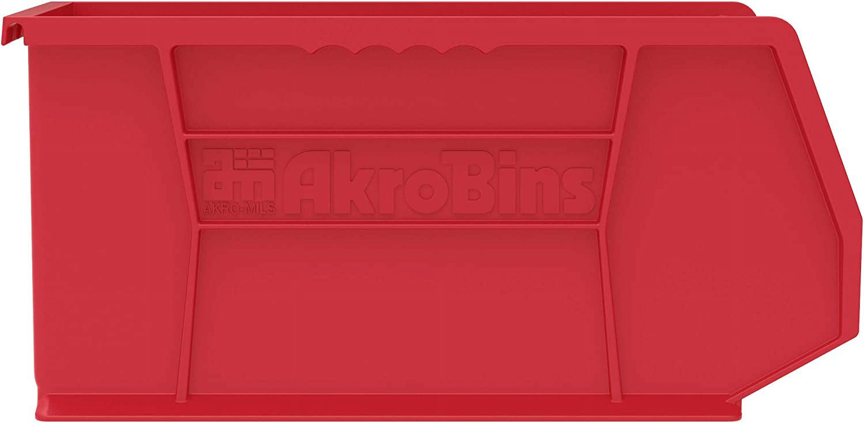 Akro-Mils Stackable Storage Bins, AkroBins Stacking Organizer, 15"x8"x7", Red, 12-Pack - Image 3