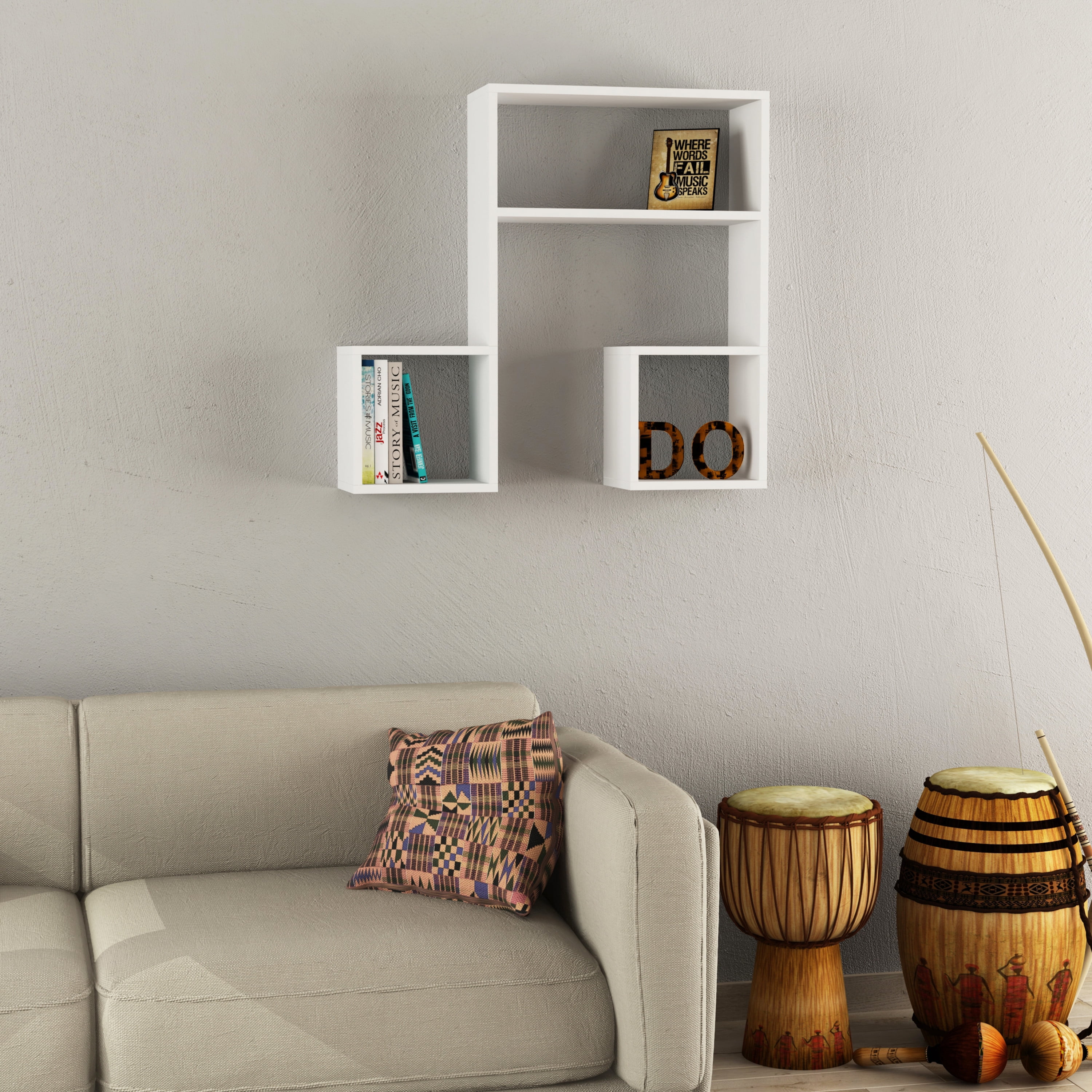 Ada Home Decor Furniture 34.65" 3 Tier White Wiola Modern Wall Shelf - Image 3