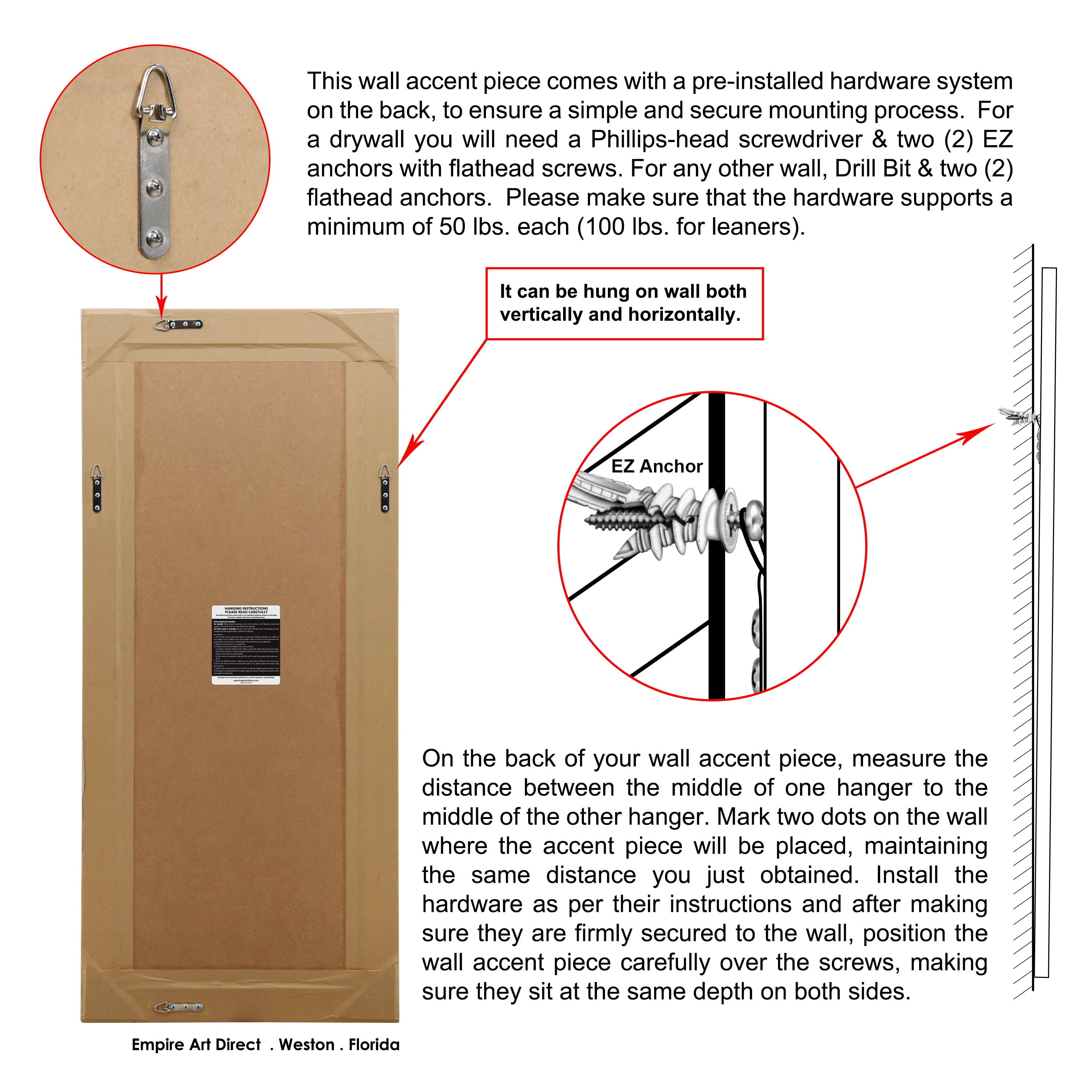 Empire Art Direct Moderno Squared Corner Beveled Rectangle Wall Mirror, 24" x 54", Ready to Hang - Image 6