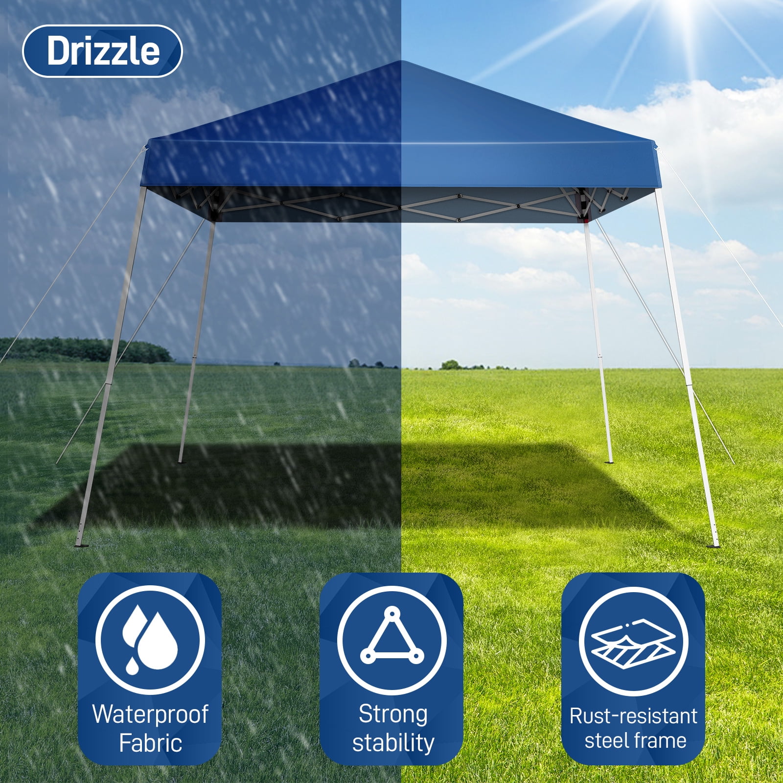 UBesGoo 10ft x 10ft Base/8ft x 8ft Top Portable Canopy Pop Up Tent Garden Instant Tent Carry Bag, Blue - Image 4