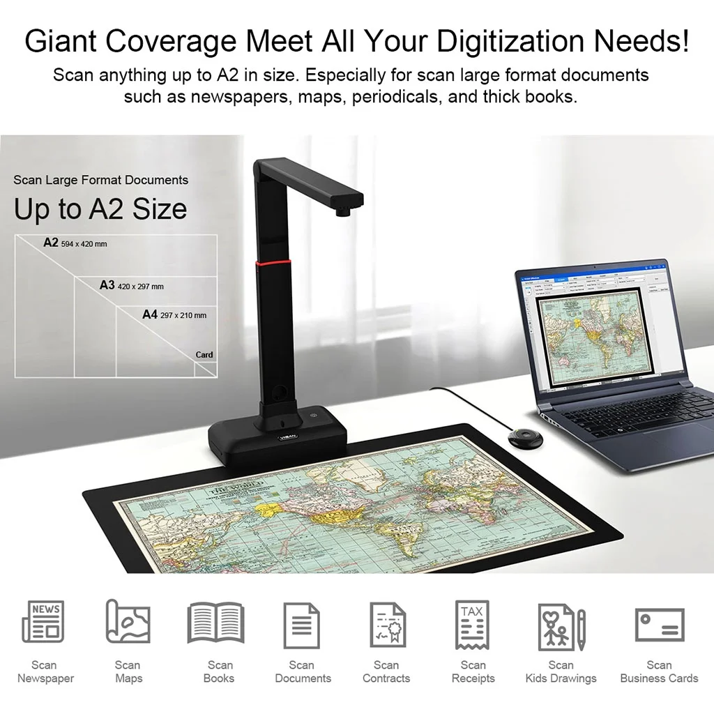 VIISAN S21 23MP A2/A3 Book Document Camera Scanner Large Format Overhead Multi-Language OCR - Image 6